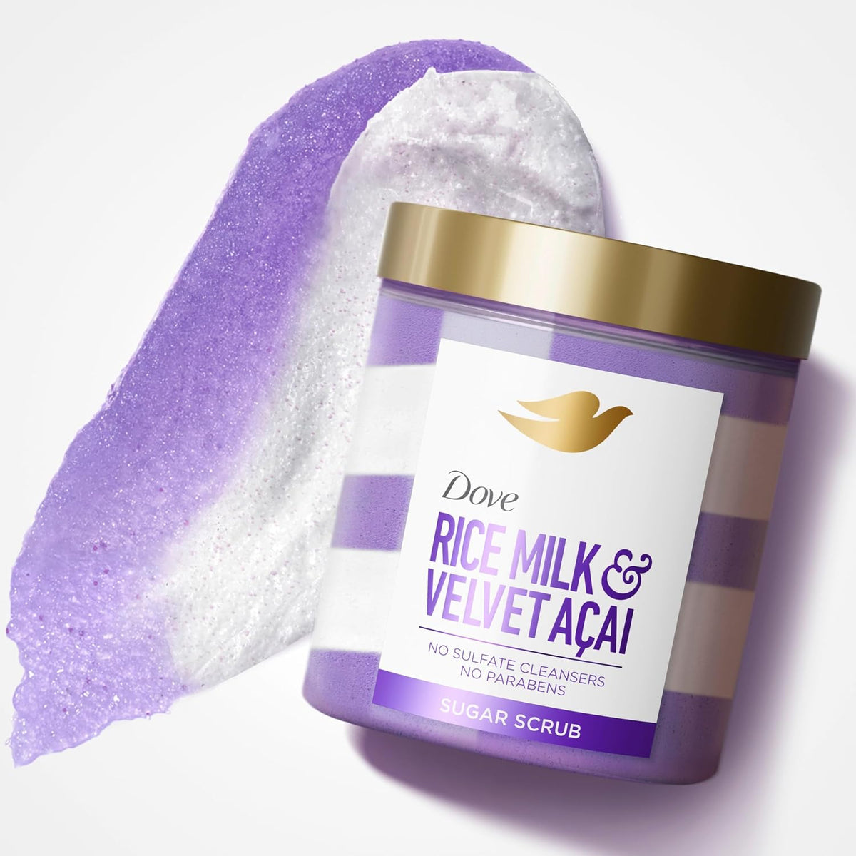 Dove Sugar Body Scrub Velvet Acai & Rice Milk For Exfoliated & 15 OZ