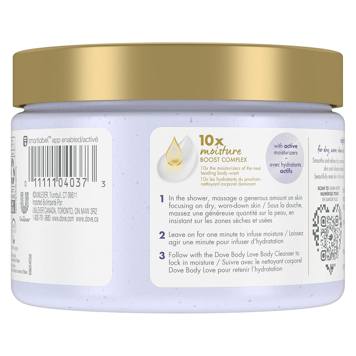 Dove Body Love Body Polish Night Recovery 3 Count for Dry, Worn-Down Skin, Body Scrub with Retinol and Botanical Oils for Silky, Smooth Skin 12 oz