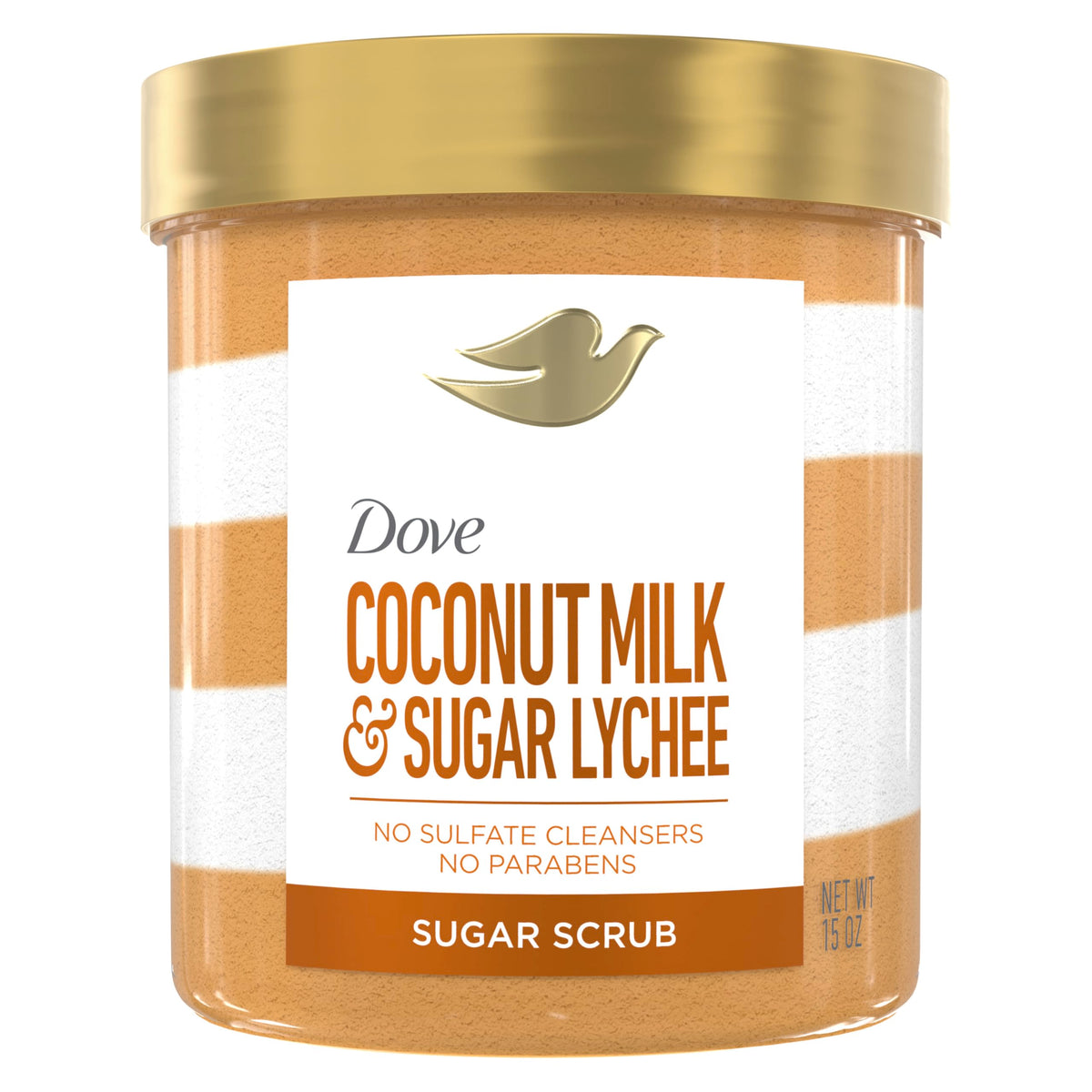Dove Sugar Body Scrub Coconut & Lychee For Exfoliated & Hydrated skin 15 oz