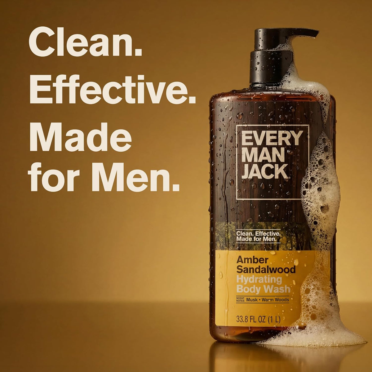 Every Man Jack Hydrating Amber Sandalwood Body Wash for Men, Value 2pk