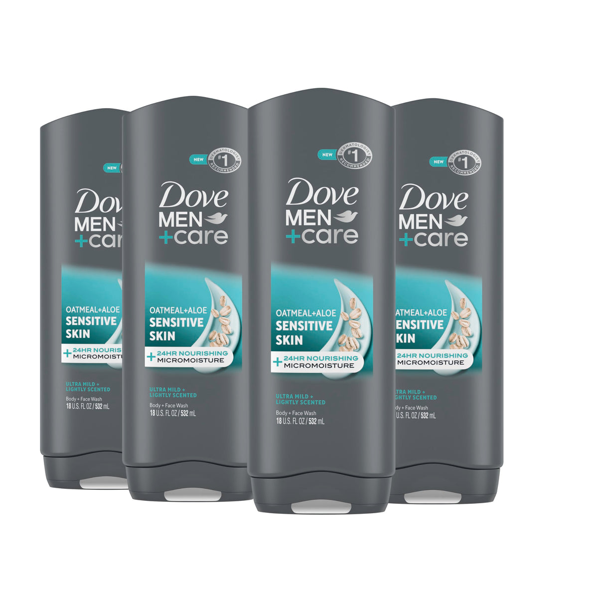 DOVE MEN Body Wash For Hydrated, Smooth Skin, 4 Count, 18 fl oz