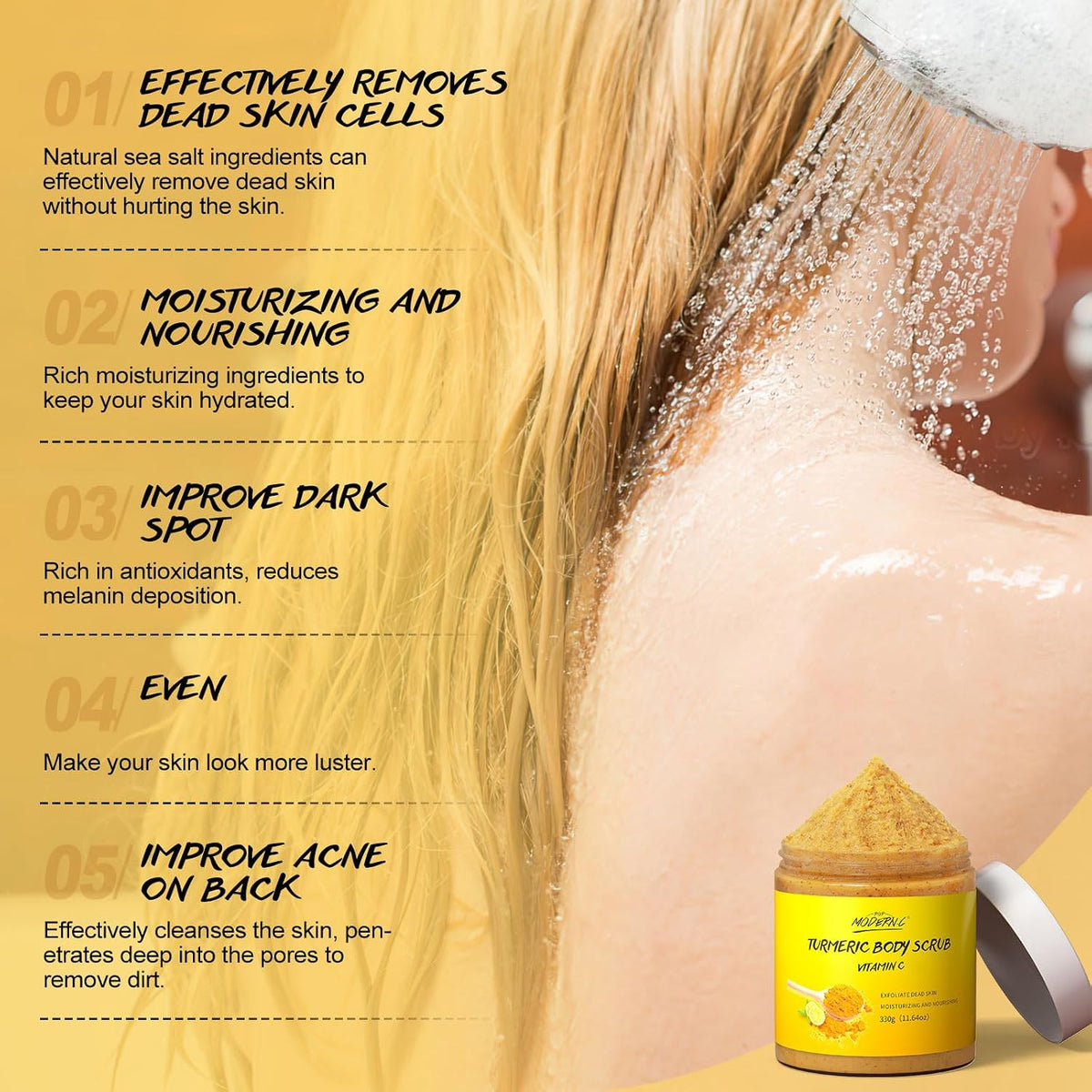 Turmeric Vitamin C Body Scrub Remove Dead Skin Exfoliating for Dark Spots
