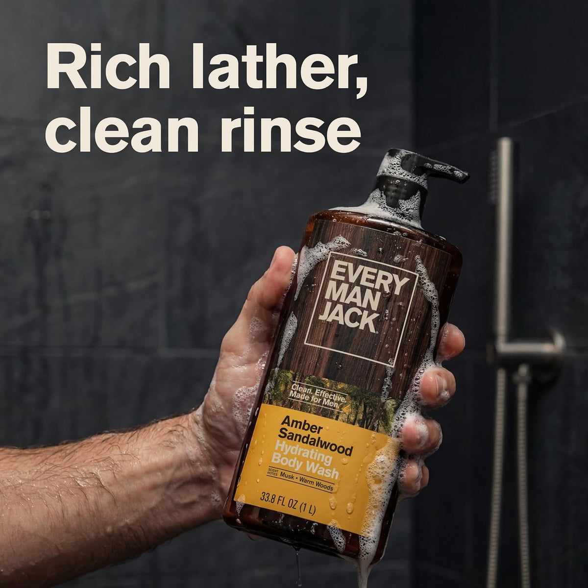 Every Man Jack Hydrating Amber Sandalwood Body Wash for Men, Value 2pk