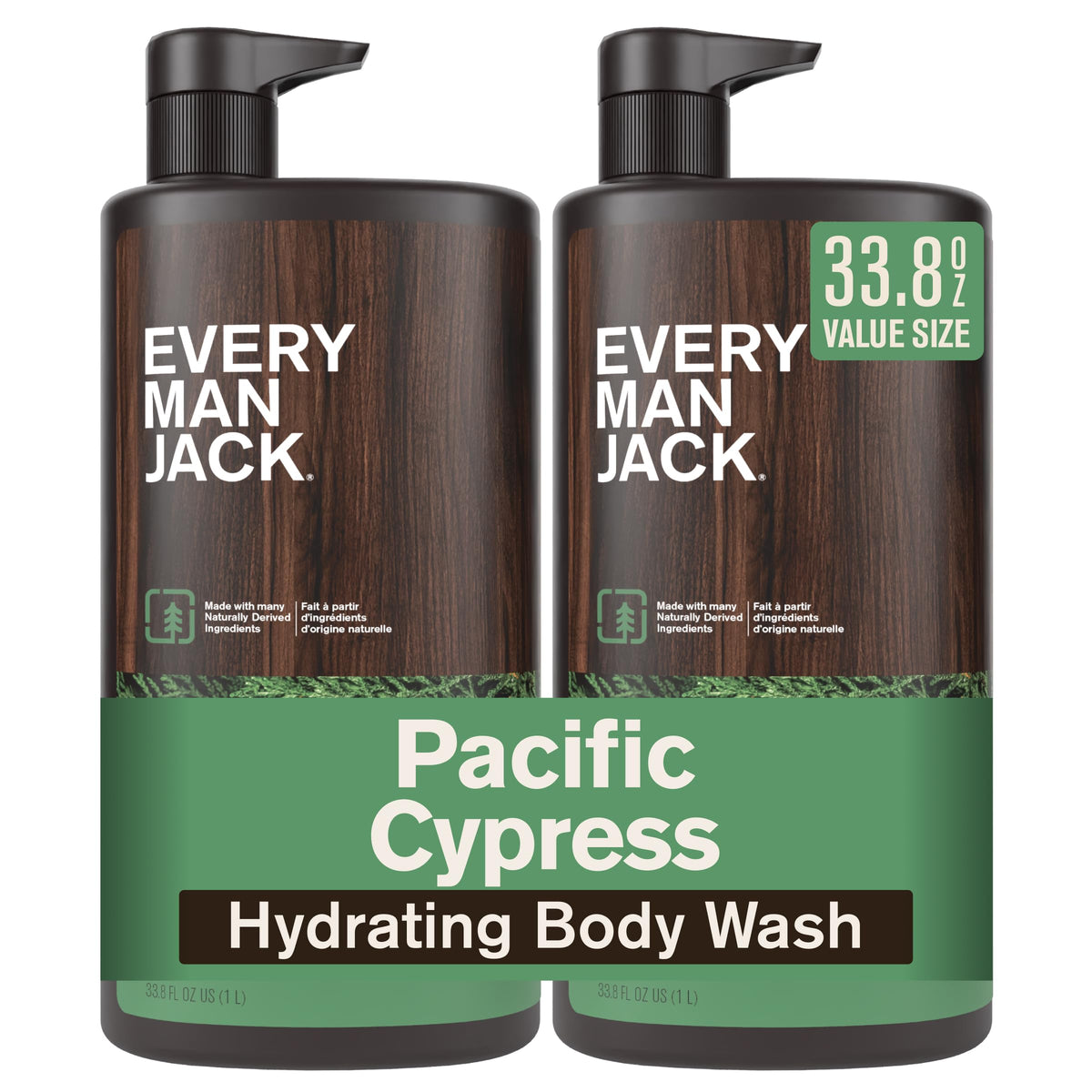 Every Man Jack Hydrating Amber Sandalwood Body Wash for Men, Value 2pk