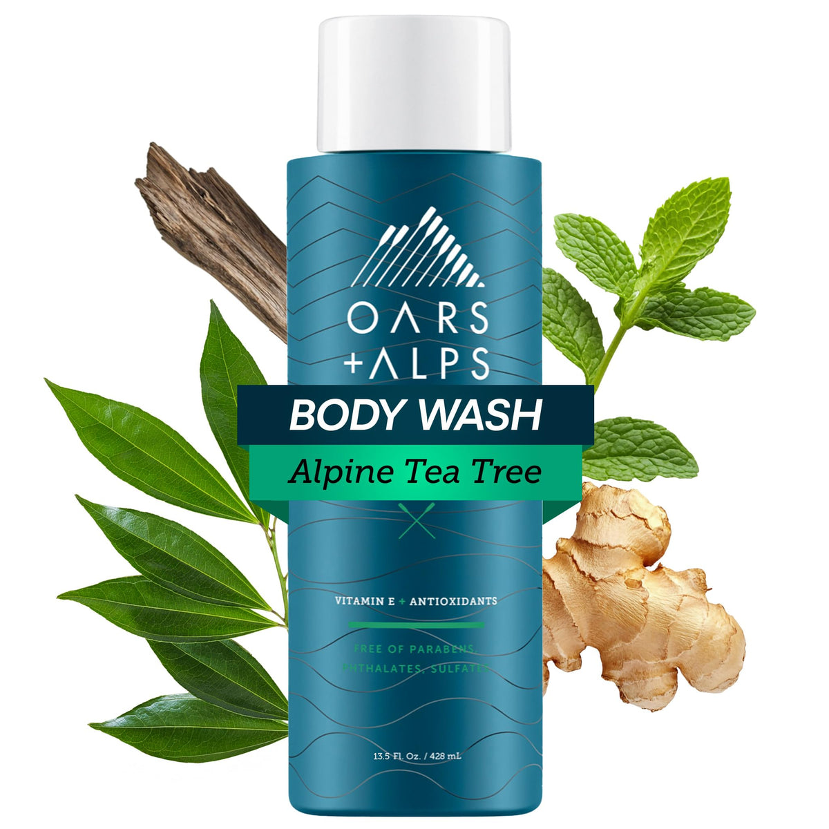Oars + Alps Mens Body & Face Wash, Moisturizing Body Wash, 2pk, 13.5 Fl Oz
