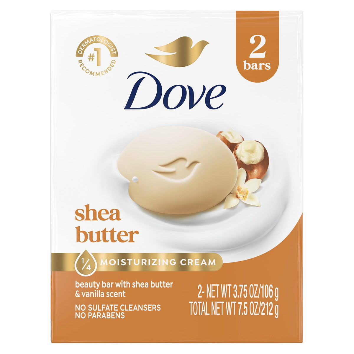 Dove Shea Butter Beauty Bar Soap 8 Count, Cleanser, 3.75 oz I beauty bar