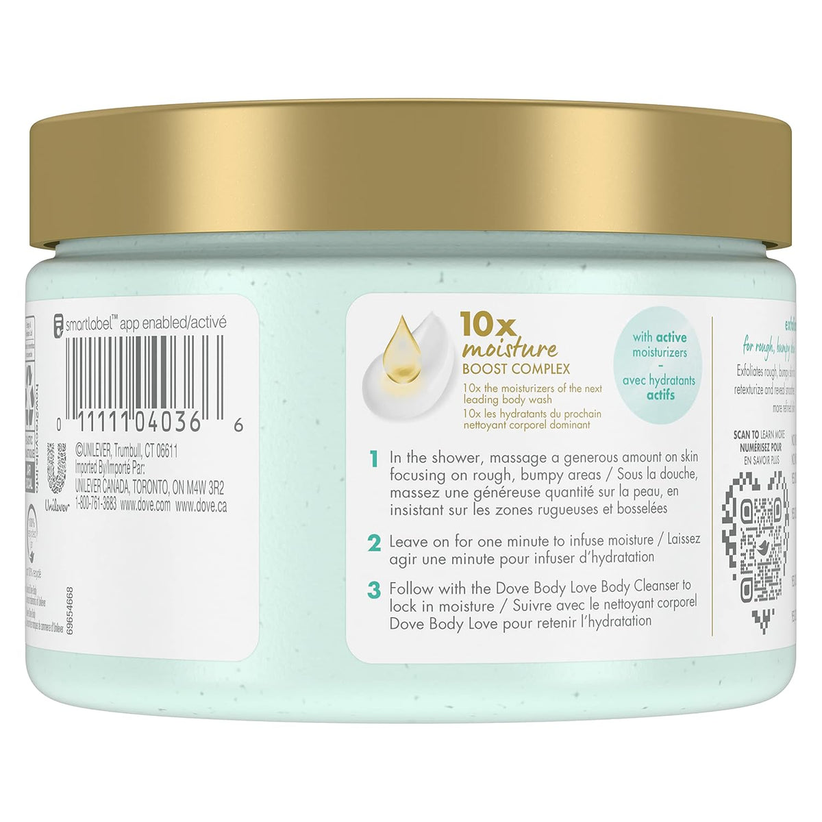 Dove Body Love Body Polish Exfoliate Away 3 Count for Rough, Bumpy Skin Body Scrub with AHAs for Silky Smooth Skin 12 oz
