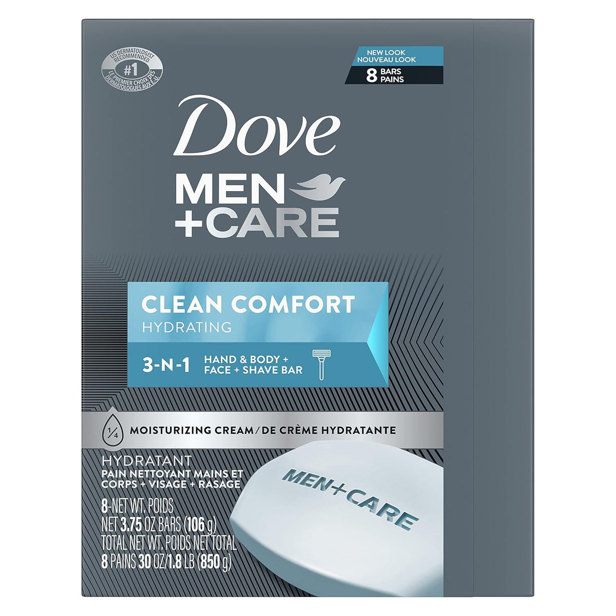 Dove Men Body and Face Bar To Clean and Hydrate Skin 8 Bars 3.75 oz
