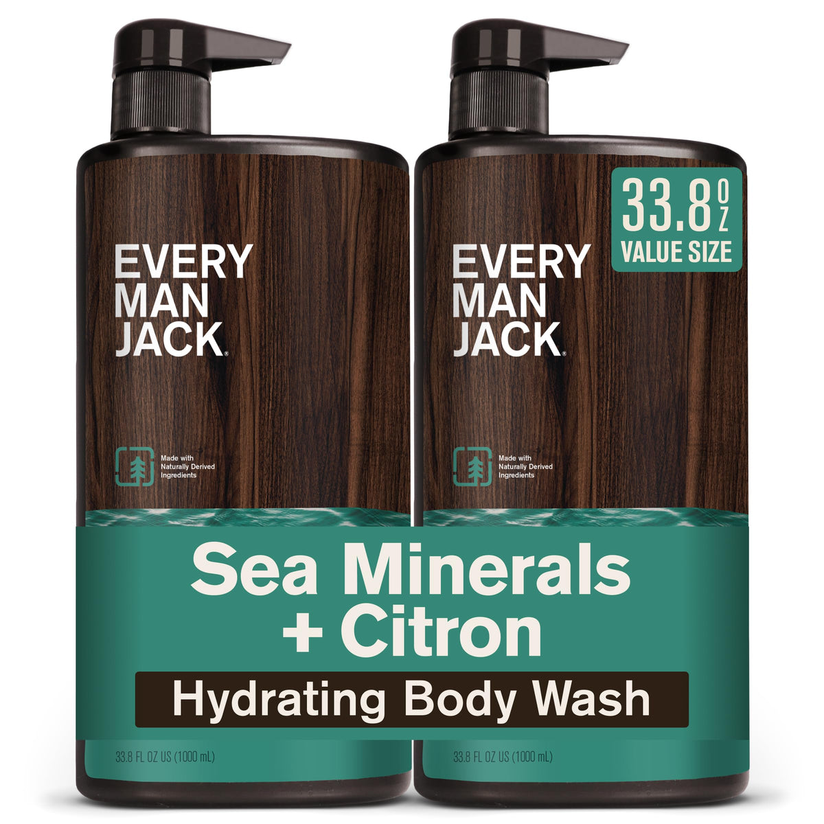 Every Man Jack Hydrating Amber Sandalwood Body Wash for Men, Value 2pk
