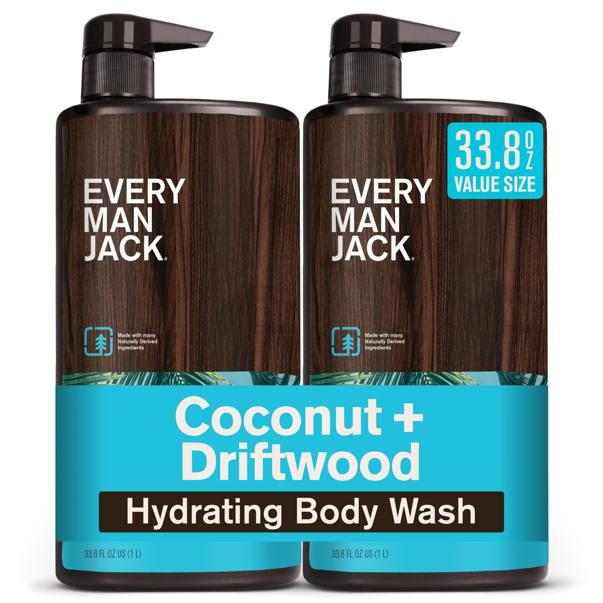 Every Man Jack Hydrating Amber Sandalwood Body Wash for Men, Value 2pk