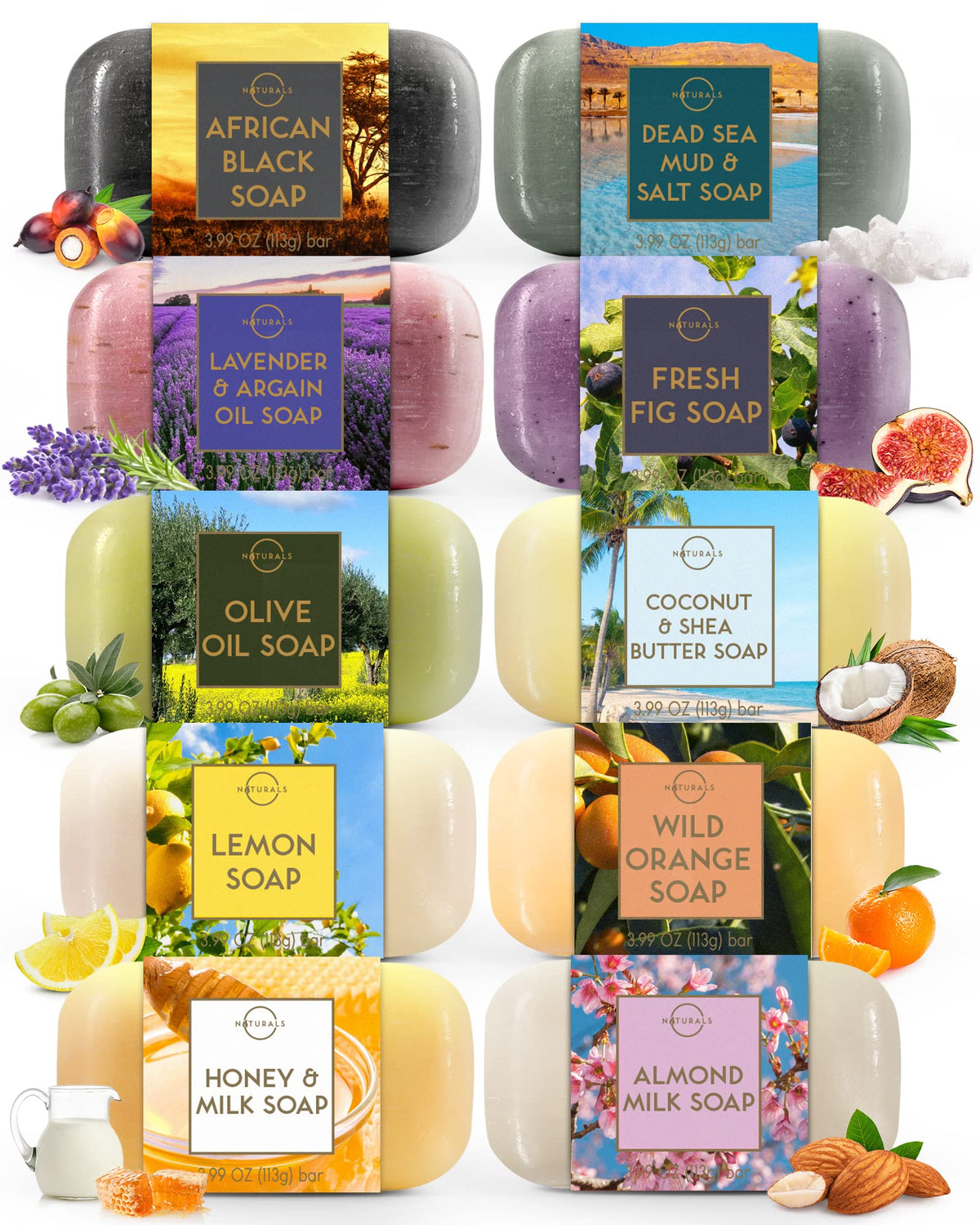 O NATURALS Natural Citrus Soap Bar 6 Pack - Gifts for Women