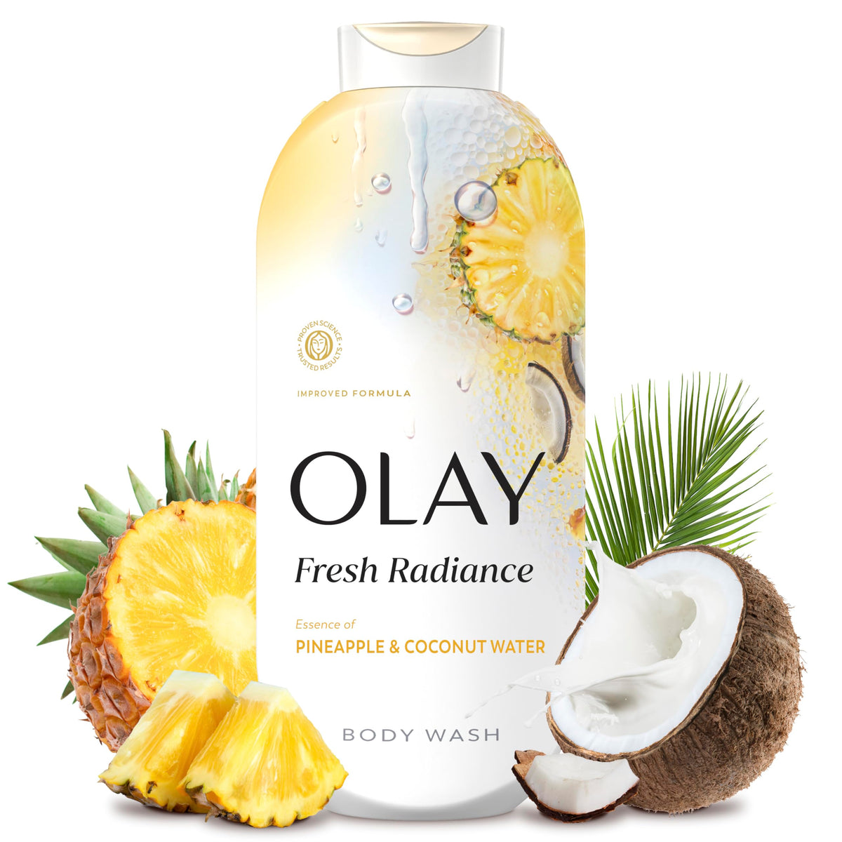Olay Body Wash for Women, Fresh Radiance, 24/7 Skin-Loving Freshness, Visibly Radiant, Plant Based Cleansers, Vitamin B3 & Antioxidant Blend, For All Skin Types, Orchid & Black Currant Scent, 22 fl oz