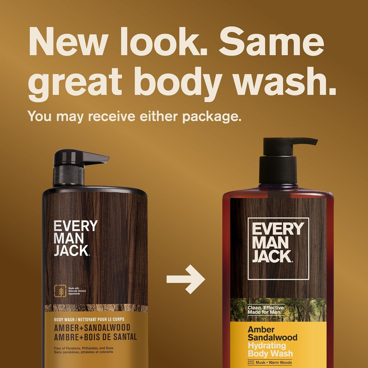 Every Man Jack Hydrating Amber Sandalwood Body Wash for Men, Value 2pk