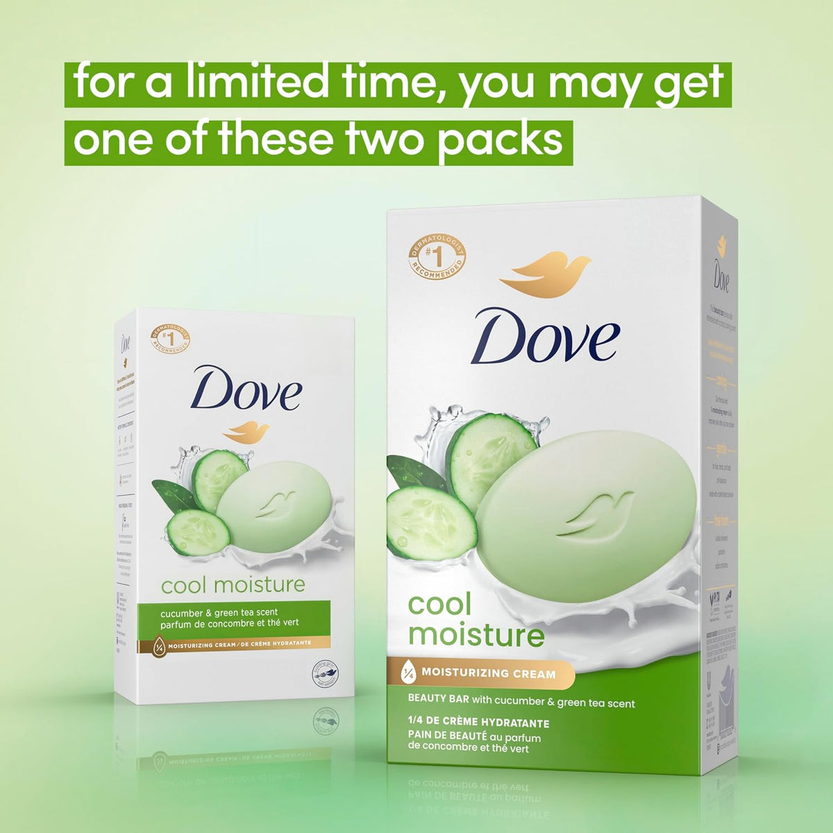 Dove Cool Moisture Beauty Bar Soap , Refreshing Cleanser, 8 Count 3.75 oz