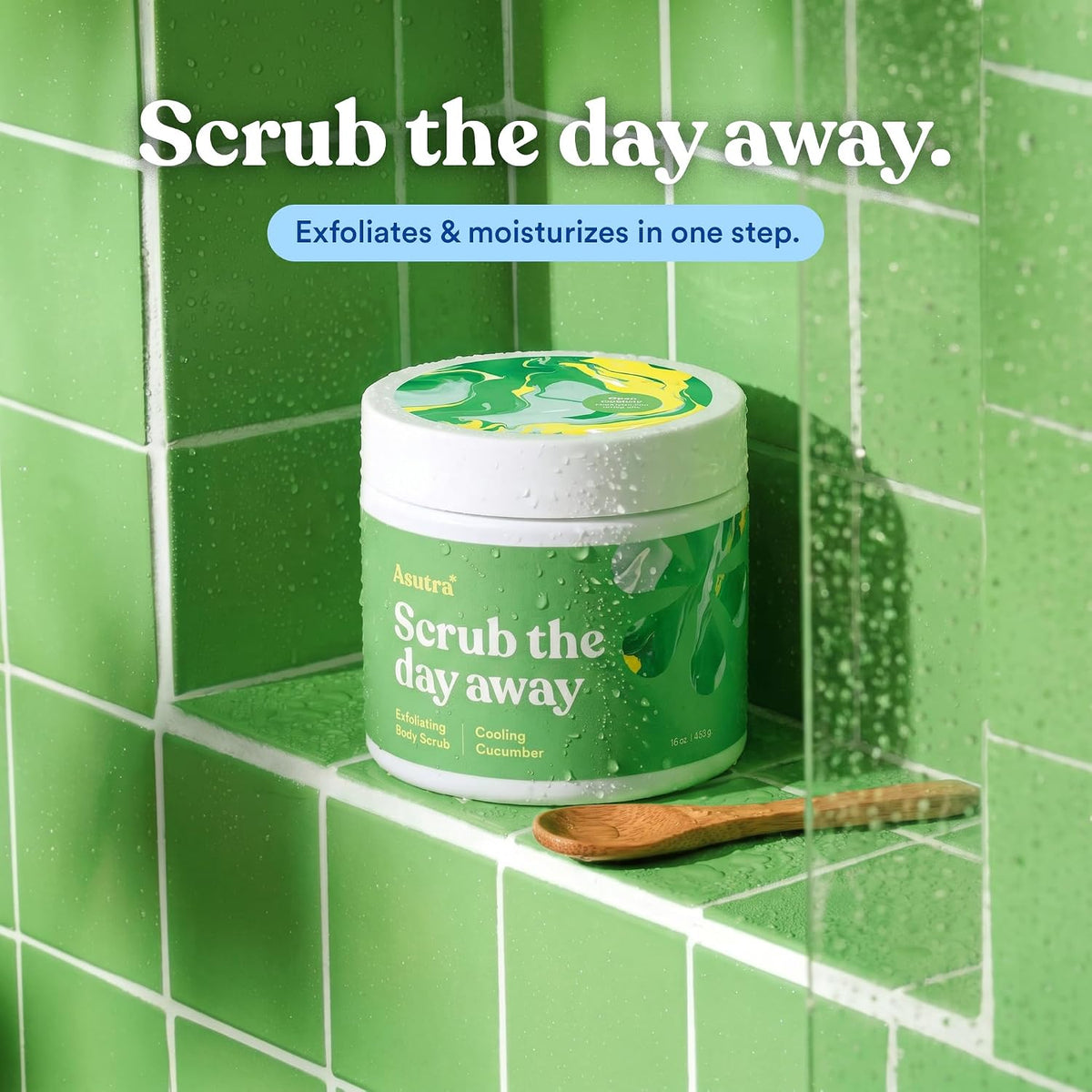 ASUTRA Dead Sea Salt Essential Oil Body Scrub (16 Ounce, Cooling Cucumber)