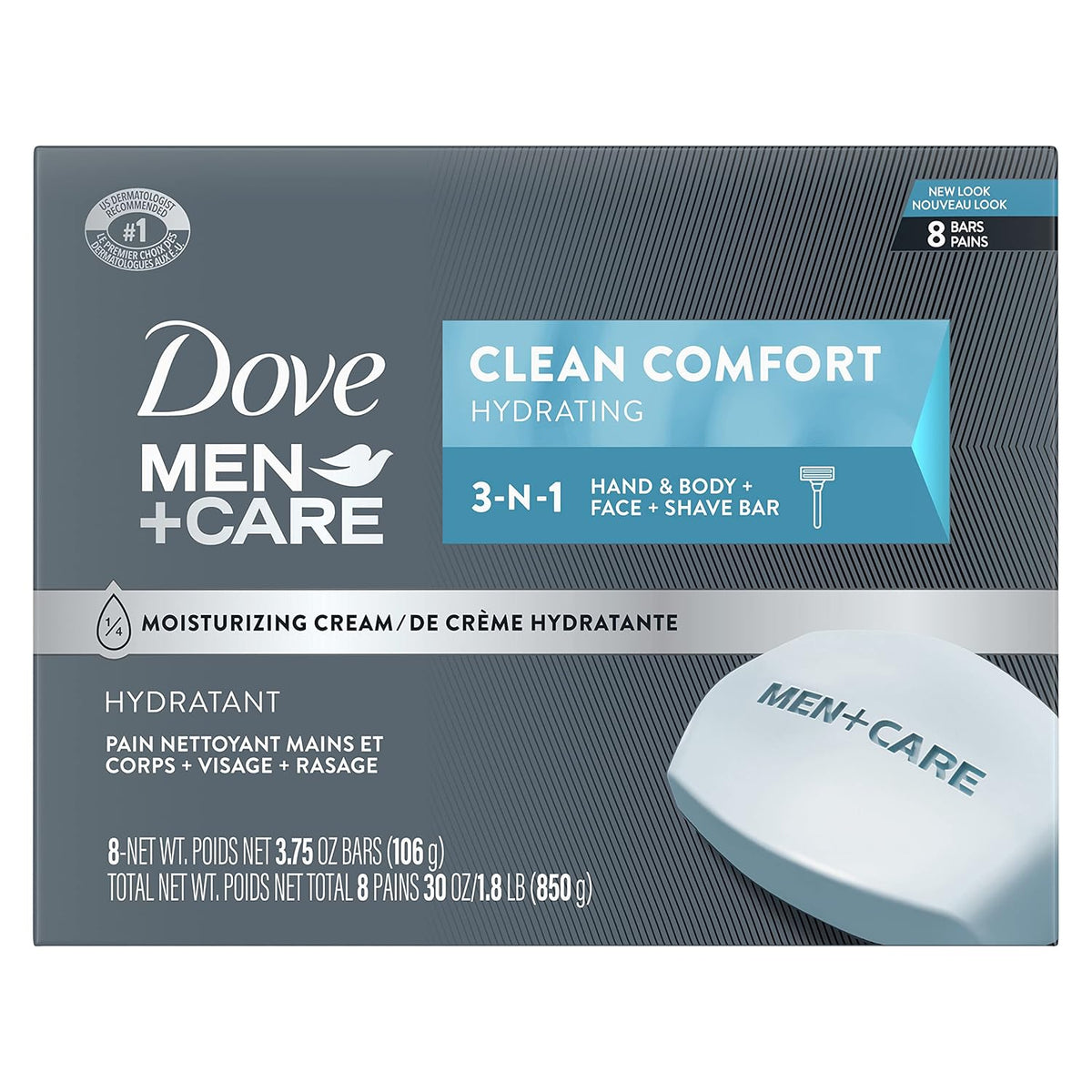 Dove Men Body and Face Bar To Clean and Hydrate Skin 8 Bars 3.75 oz