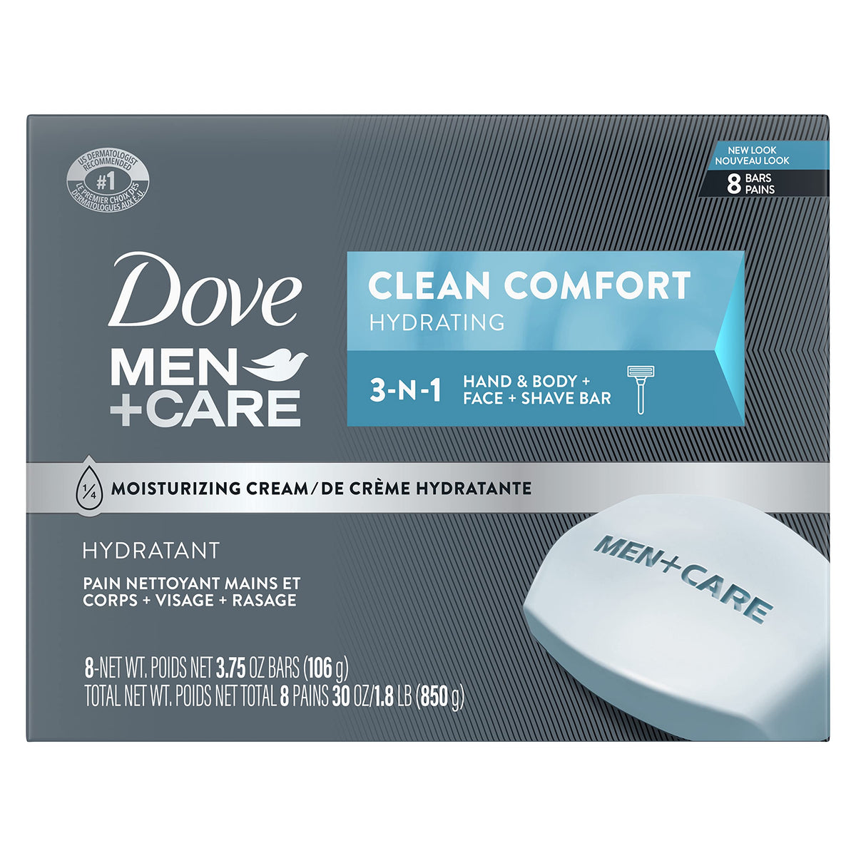 Dove Men Body and Face Bar To Clean and Hydrate Skin 8 Bars 3.75 oz