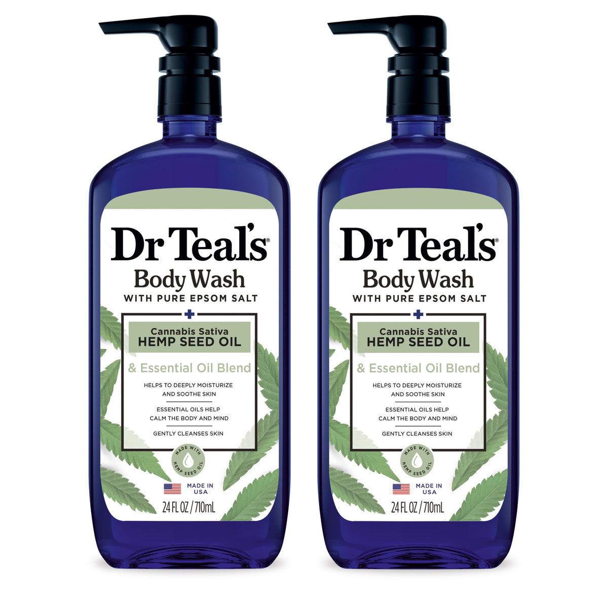 Dr Teal's Body Wash with Pure Epsom Salt, Relax & Relief with Eucalyptus & Spearmint, 24 fl oz (Pack of 2)