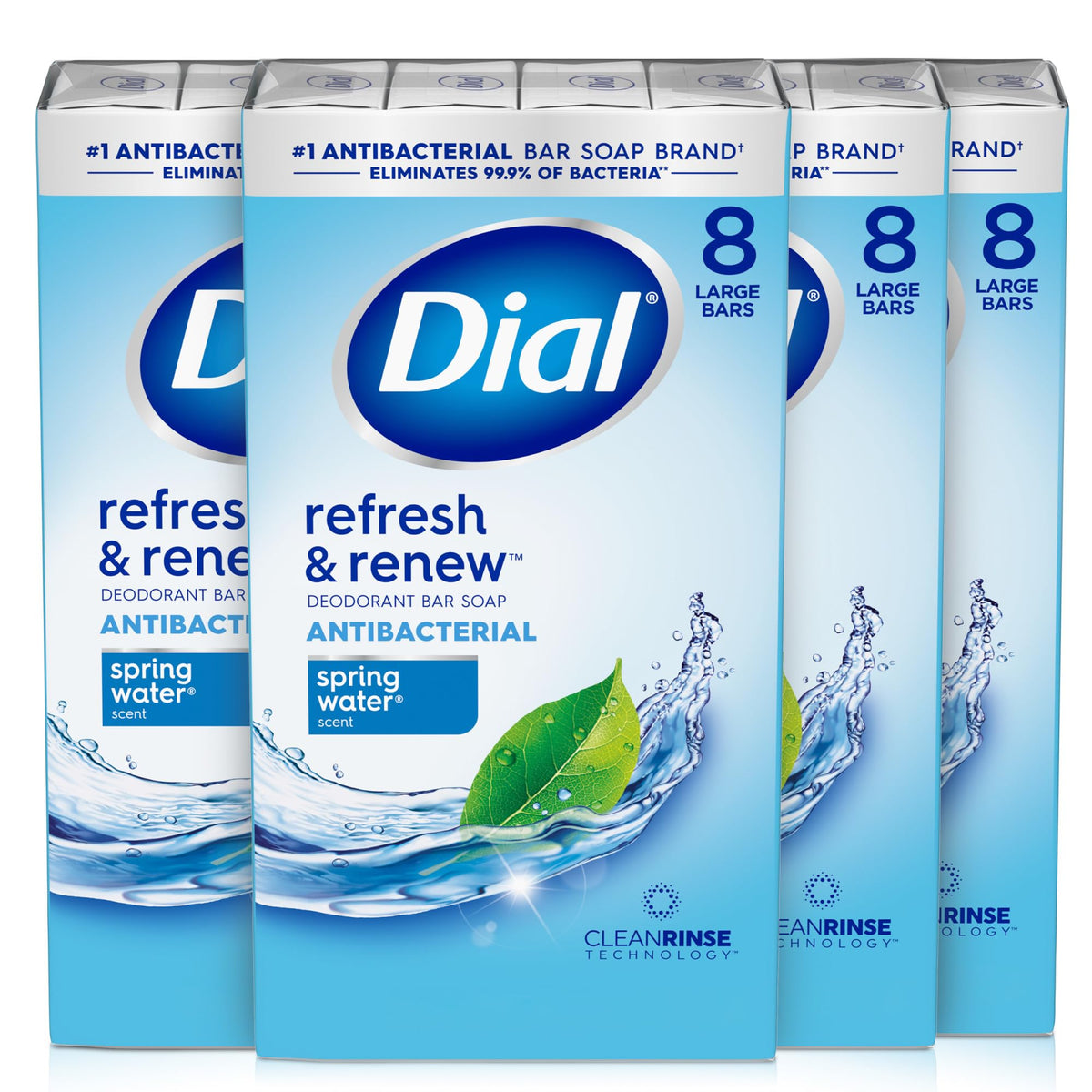 Dial Antibacterial Deodorant Bar Soap, Advanced Gold, 4 Oz, 32 Bars, Round the Clock Odor Protection, Dermatologist Tested, with Clean Rinse Technology