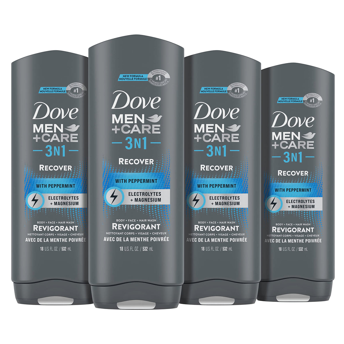 DOVE MEN Body Wash For Hydrated, Smooth Skin, 4 Count, 18 fl oz