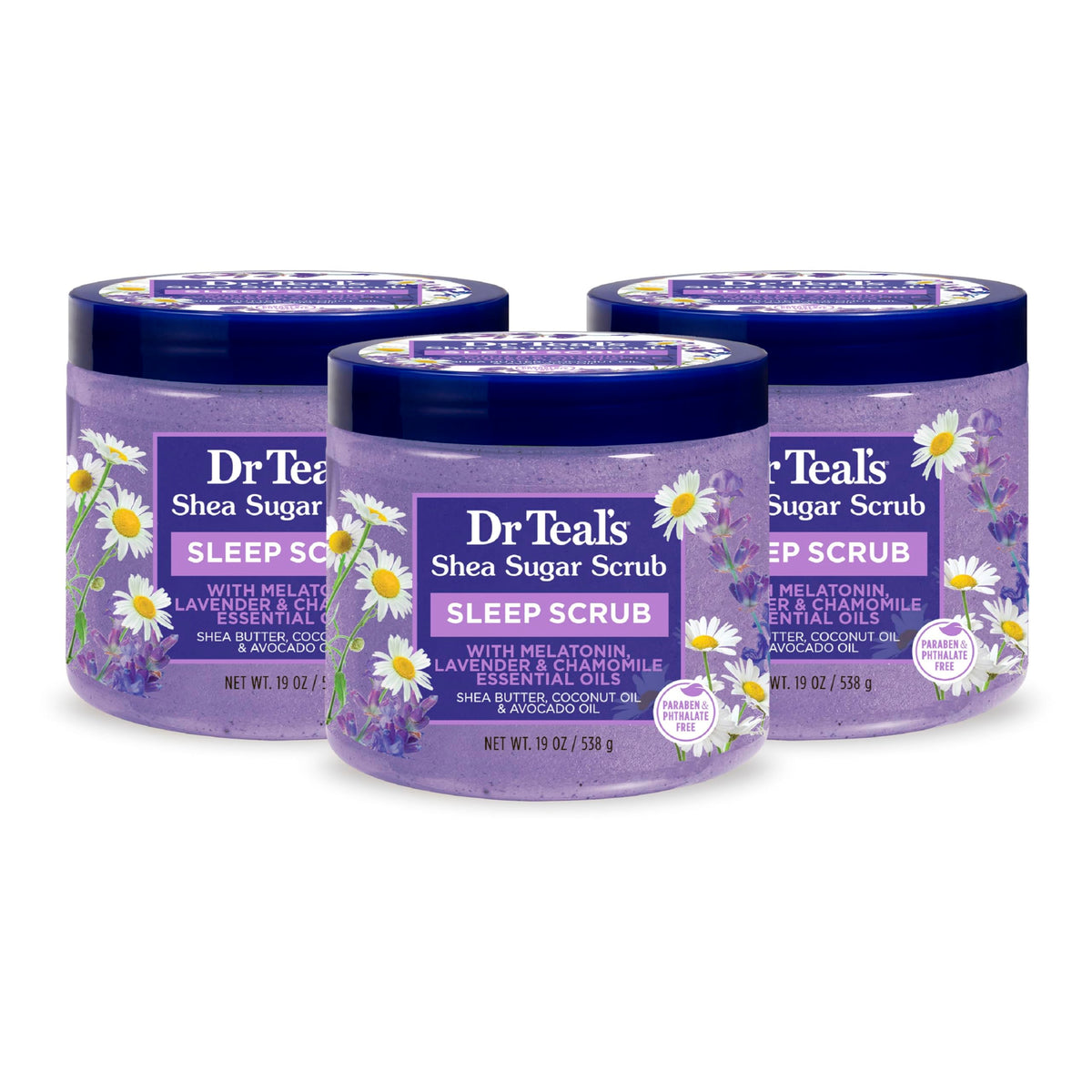Dr Teal's Shea Sugar Body Scrub, Shea Butter with Almond Oil & Essential Oils, 19 oz (Pack of 3)