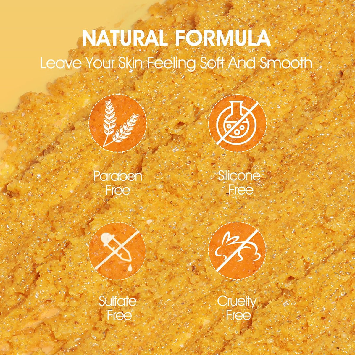VOERUY Body Scrub, Turmeric Exfoliating Body Scrub, with Coconut Oil & Vitamin C, Bikini Area Exfoliator Gently Exfoliate Body Hand and Foot Scrub, Moisturized Skin for Women and Men, 11.28oz/320g
