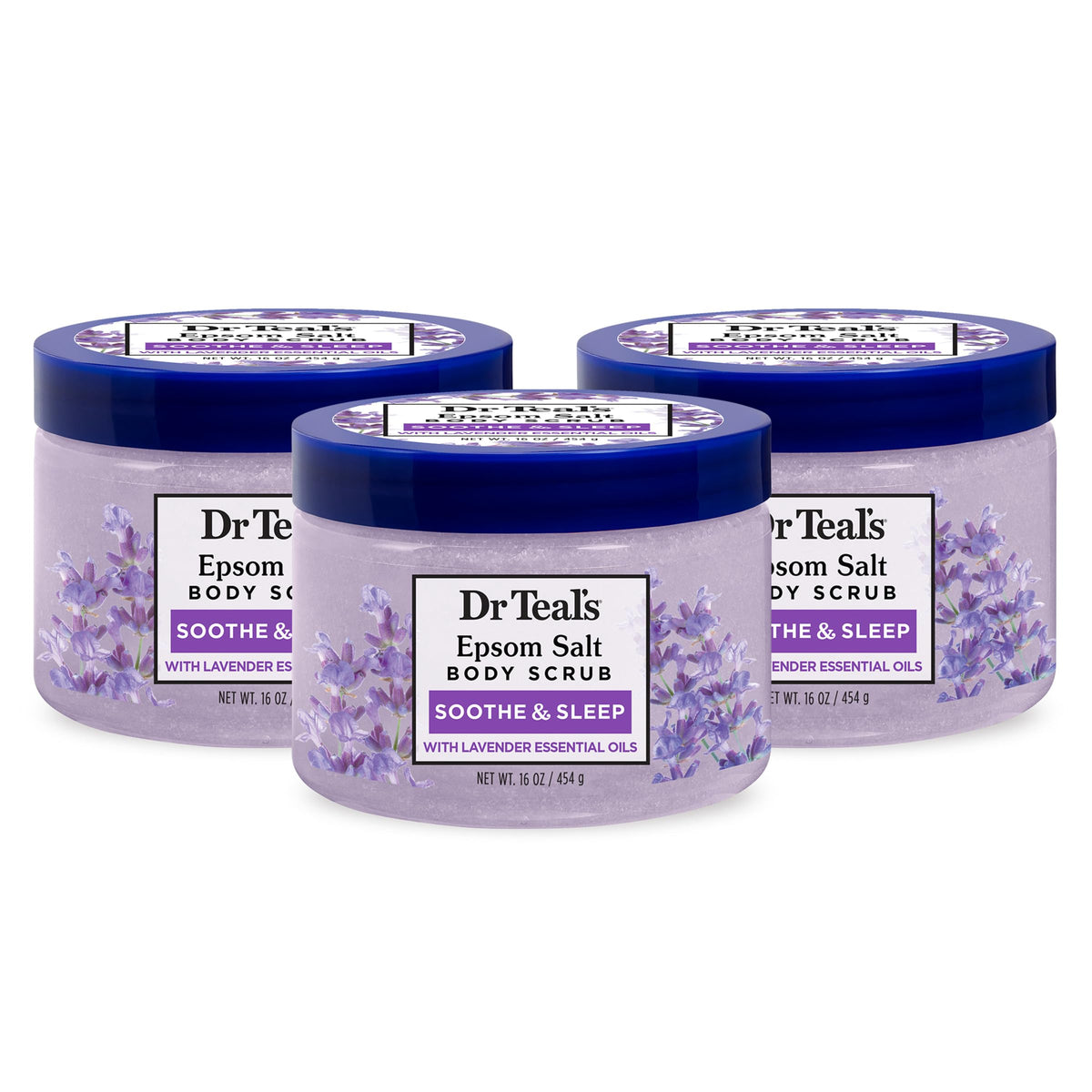 Dr Teal's Pink Himalayan Salt Body Scrub, Glow & Radiance with Pure Epsom Salt & Citrus Essential Oils 16 oz (Pack of 3)