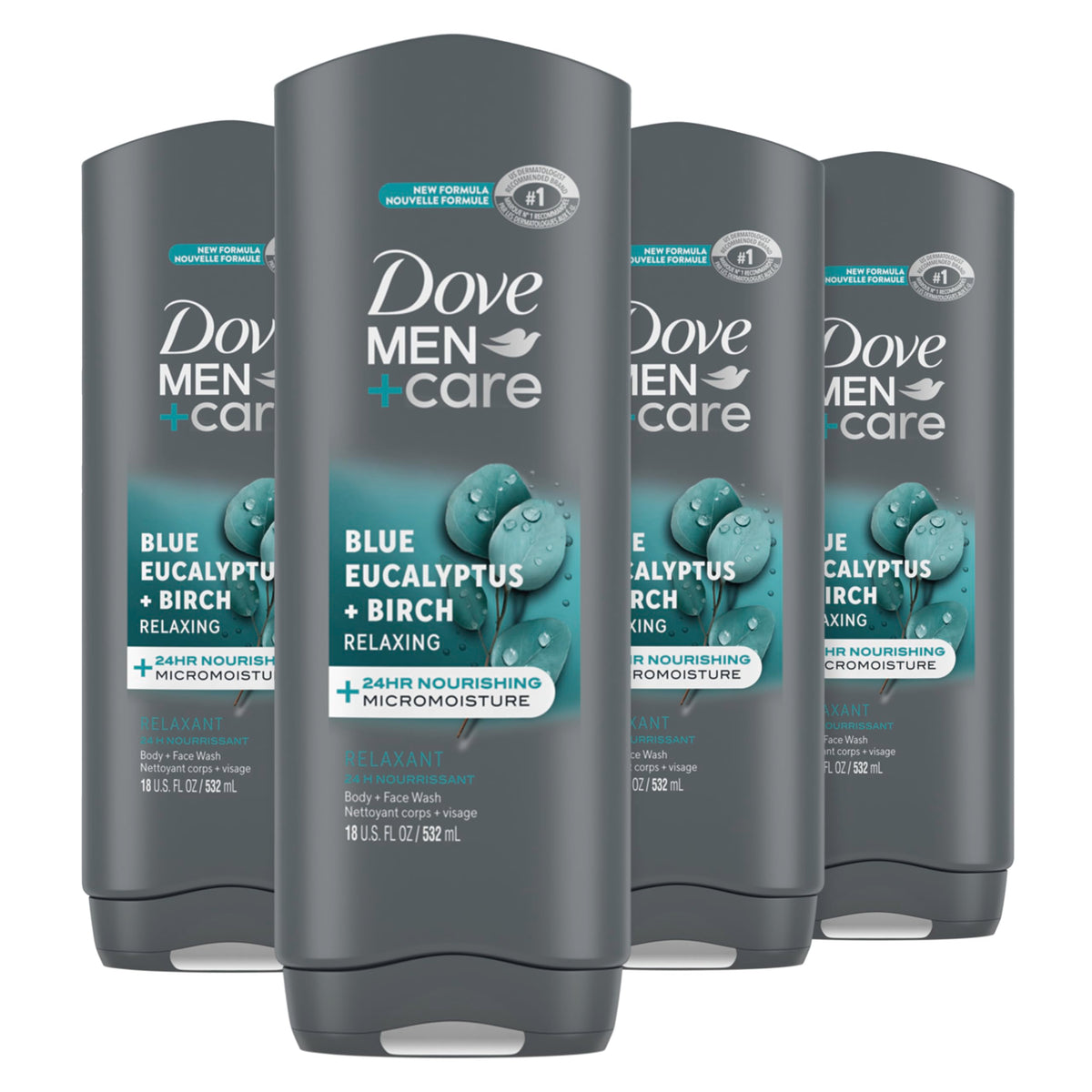 DOVE MEN Body Wash For Hydrated, Smooth Skin, 4 Count, 18 fl oz
