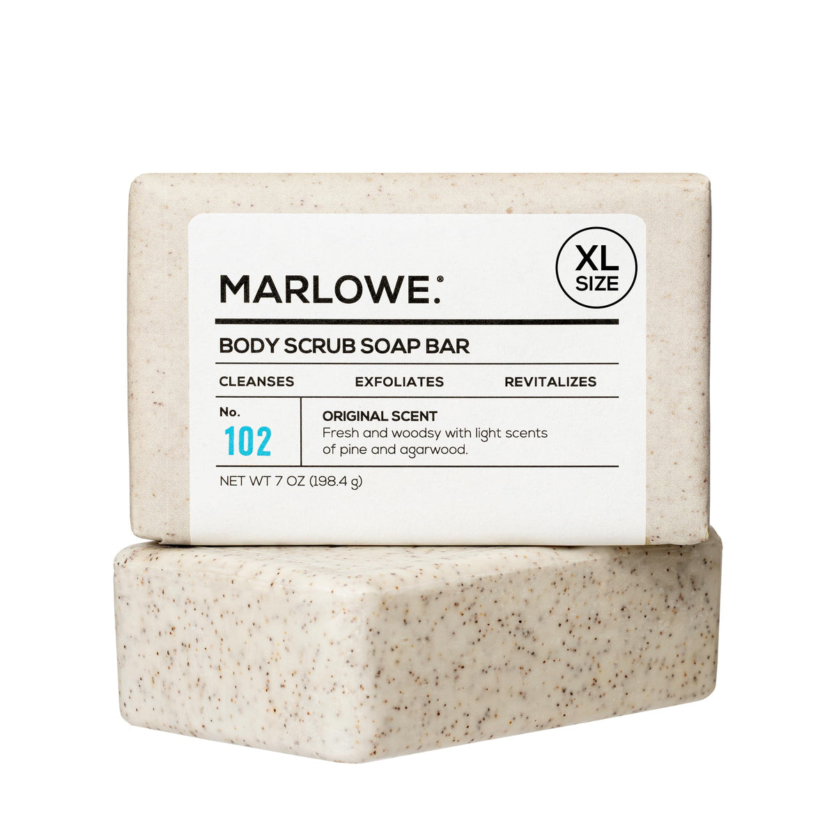MARLOWE. Body Scrub Soap, Exfoliating Soap Bar, Sage + Fir, 7 oz (3 Bars)