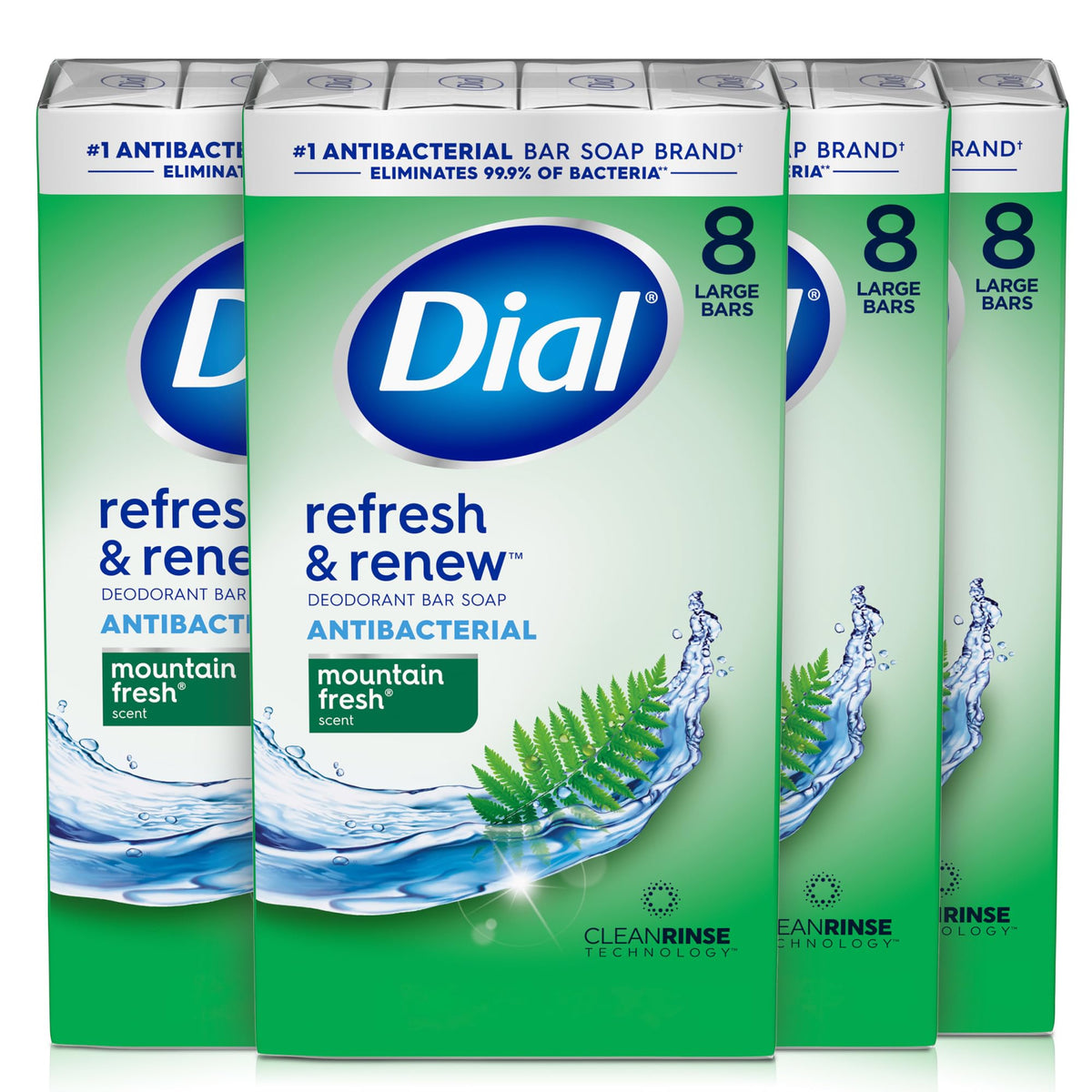 Dial Antibacterial Deodorant Bar Soap, Advanced Gold, 4 Oz, 32 Bars, Round the Clock Odor Protection, Dermatologist Tested, with Clean Rinse Technology