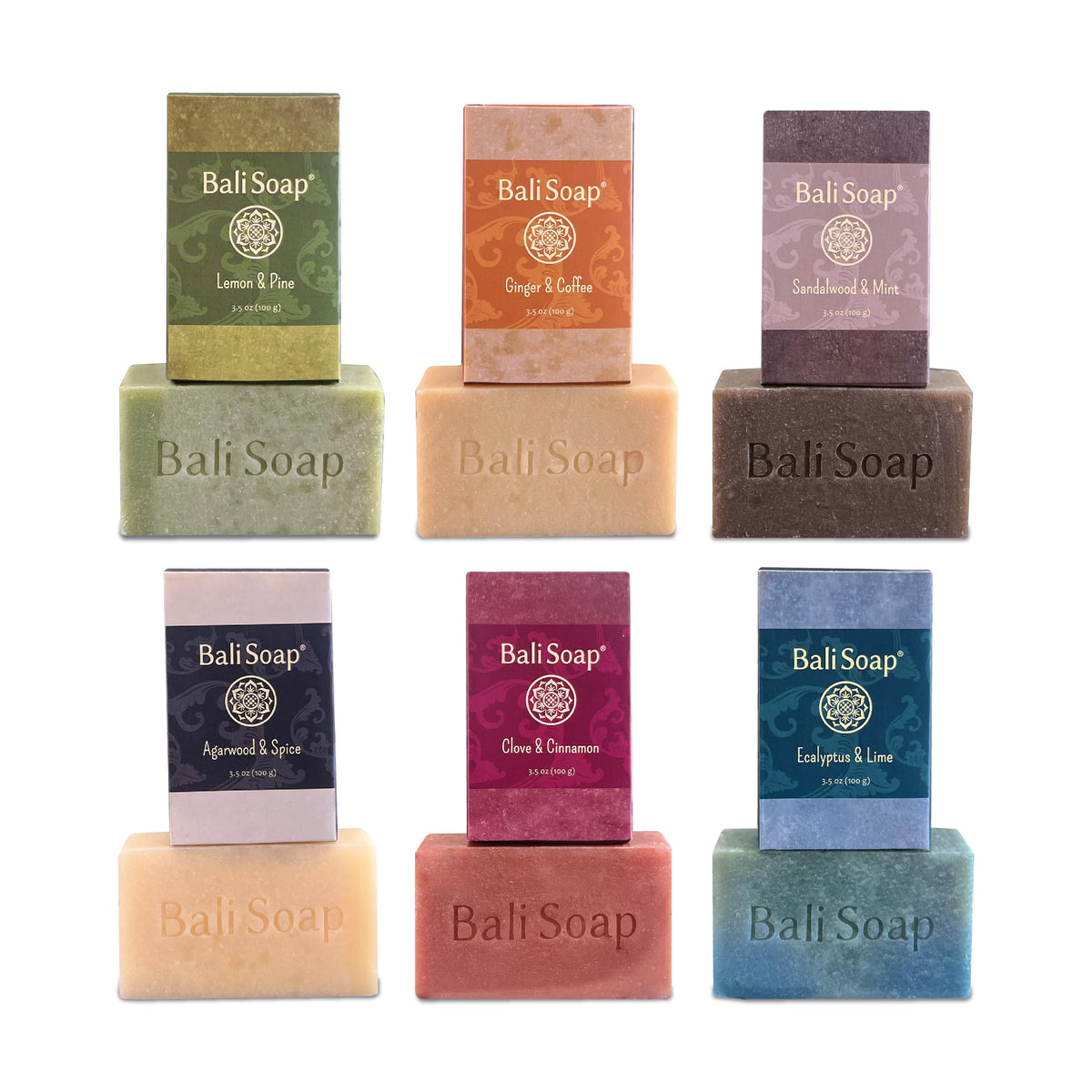 Bali Soap - Masculine Collection Natural Soap Bar for Men, 6 pc Gift Set