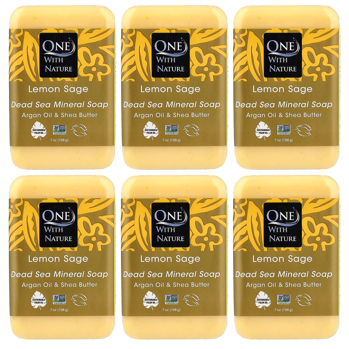 One With Nature Shea Butter Dead Sea Mineral Soap, 7 Ounce Bars (Pack of 6)