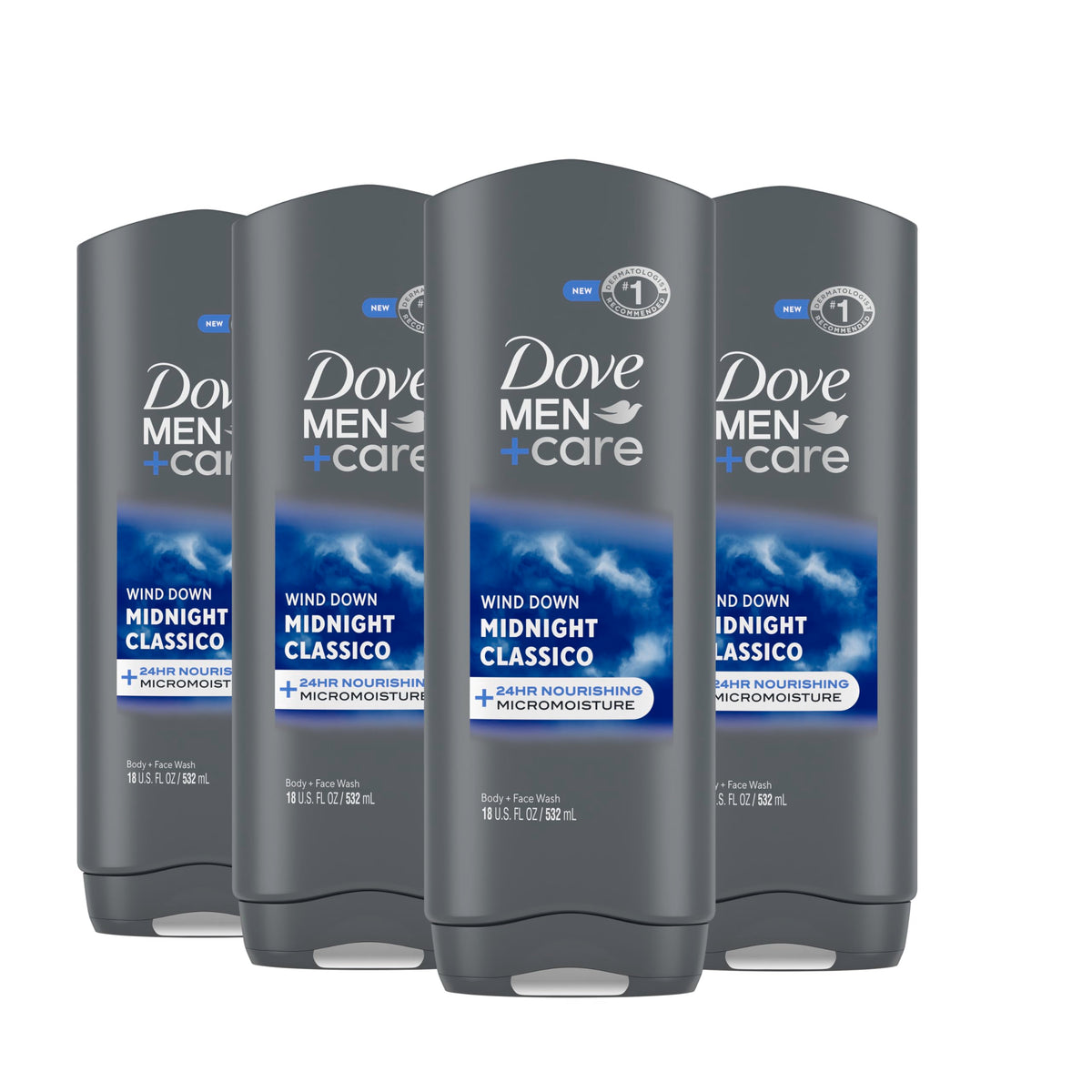 DOVE MEN Body Wash For Hydrated, Smooth Skin, 4 Count, 18 fl oz
