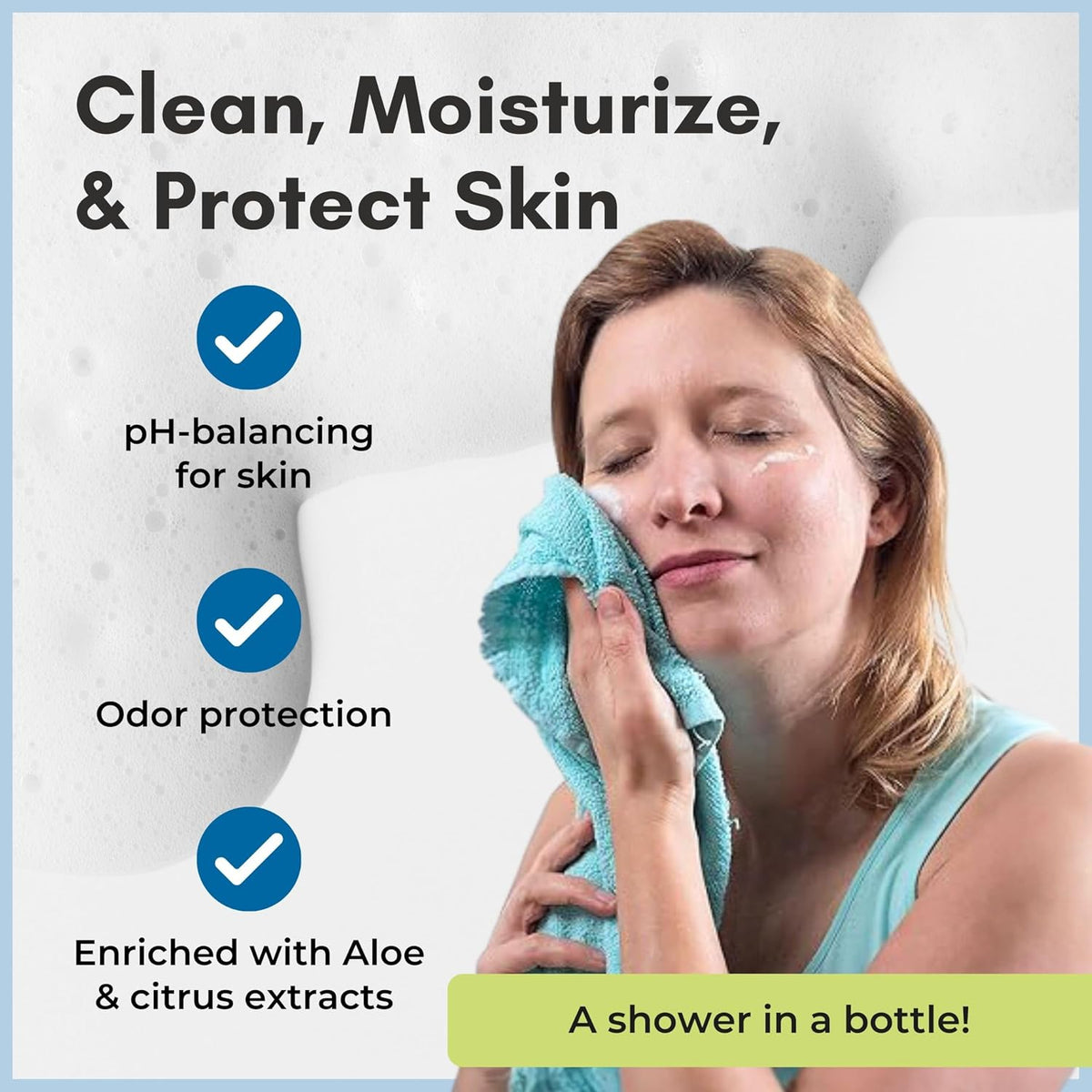 Nurture Rinse Free Waterless Foaming Cleanser Body Wash w/Aloe 8oz 3 Pack