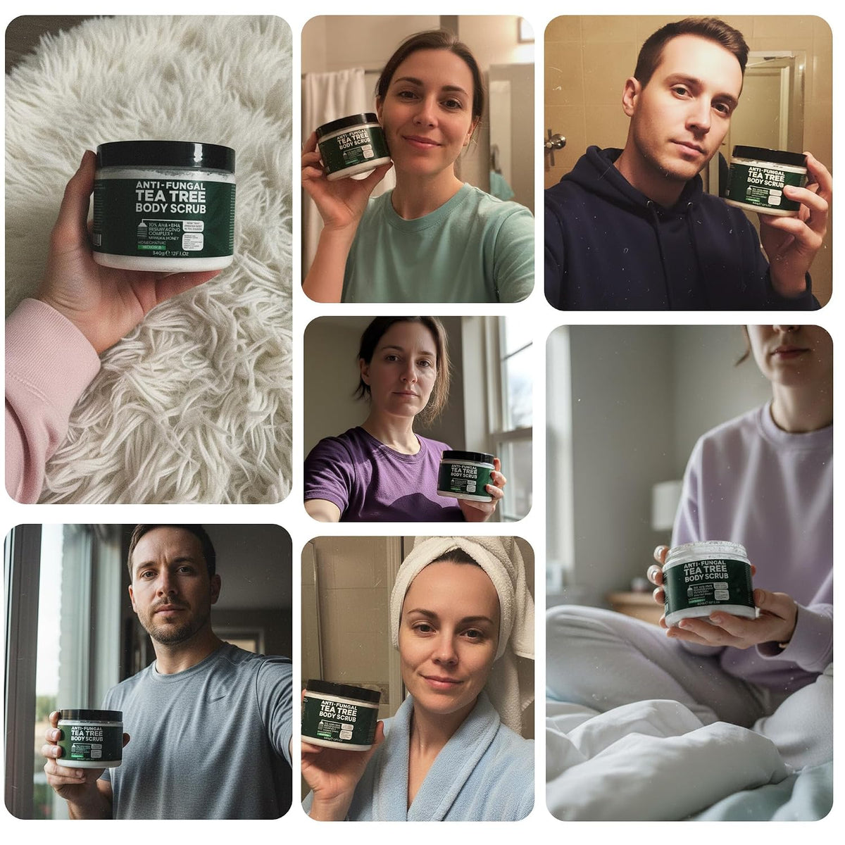 Antifungal Body Scrub with Tea Tree Oil Soothes Itchy Skin & Rashes