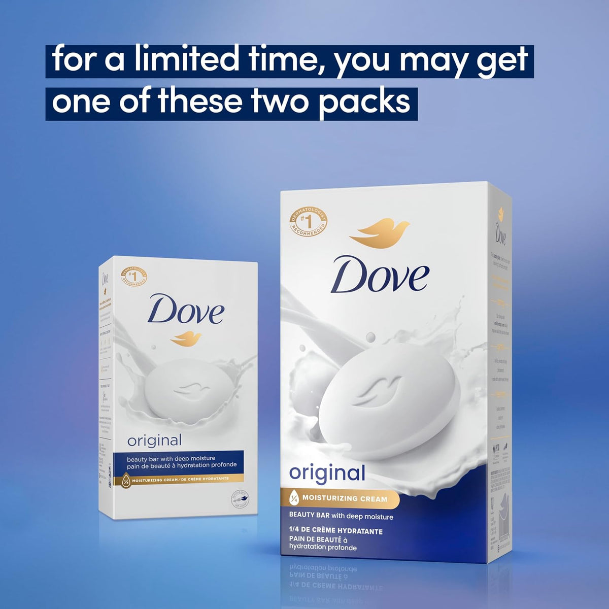Dove Beauty Bar Soap Original, Pack of 36 with 1/4 Moisturizing Cream 2.6oz