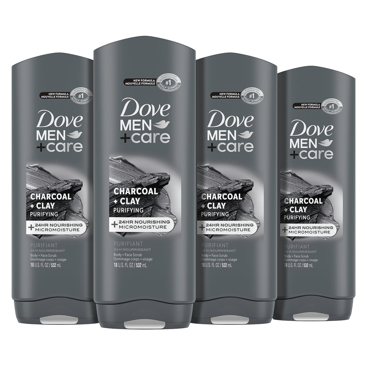 DOVE MEN Body Wash For Hydrated, Smooth Skin, 4 Count, 18 fl oz