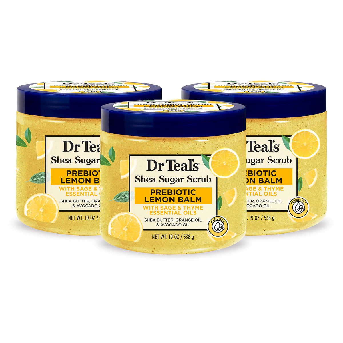 Dr Teal's Shea Sugar Body Scrub, Shea Butter with Almond Oil & Essential Oils, 19 oz (Pack of 3)