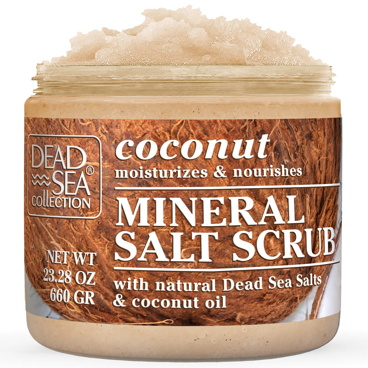 Dead Sea Collection Almond Vanilla Salt Scrub – Exfoliating Body Scrub for Women – Moisturizing and Nourishing Skin – with Pure Oils and Dead Sea Minerals (23.28 Oz)