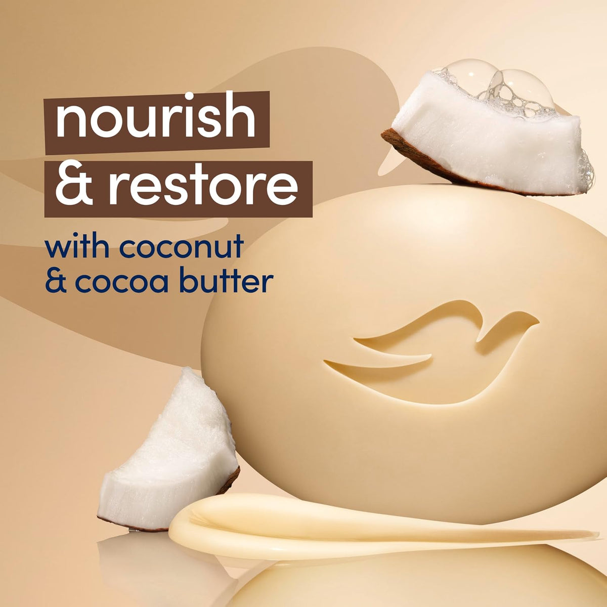 Dove Restoring Beauty Bar Soap, Coconut & Cocoa Butter, I 8 Count 3.75 oz