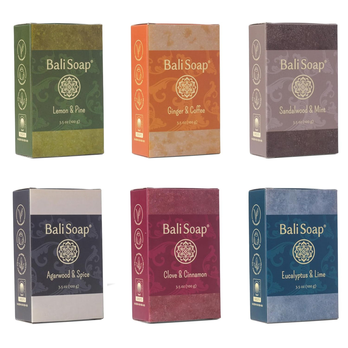 Bali Soap - Masculine Collection Natural Soap Bar for Men, 6 pc Gift Set