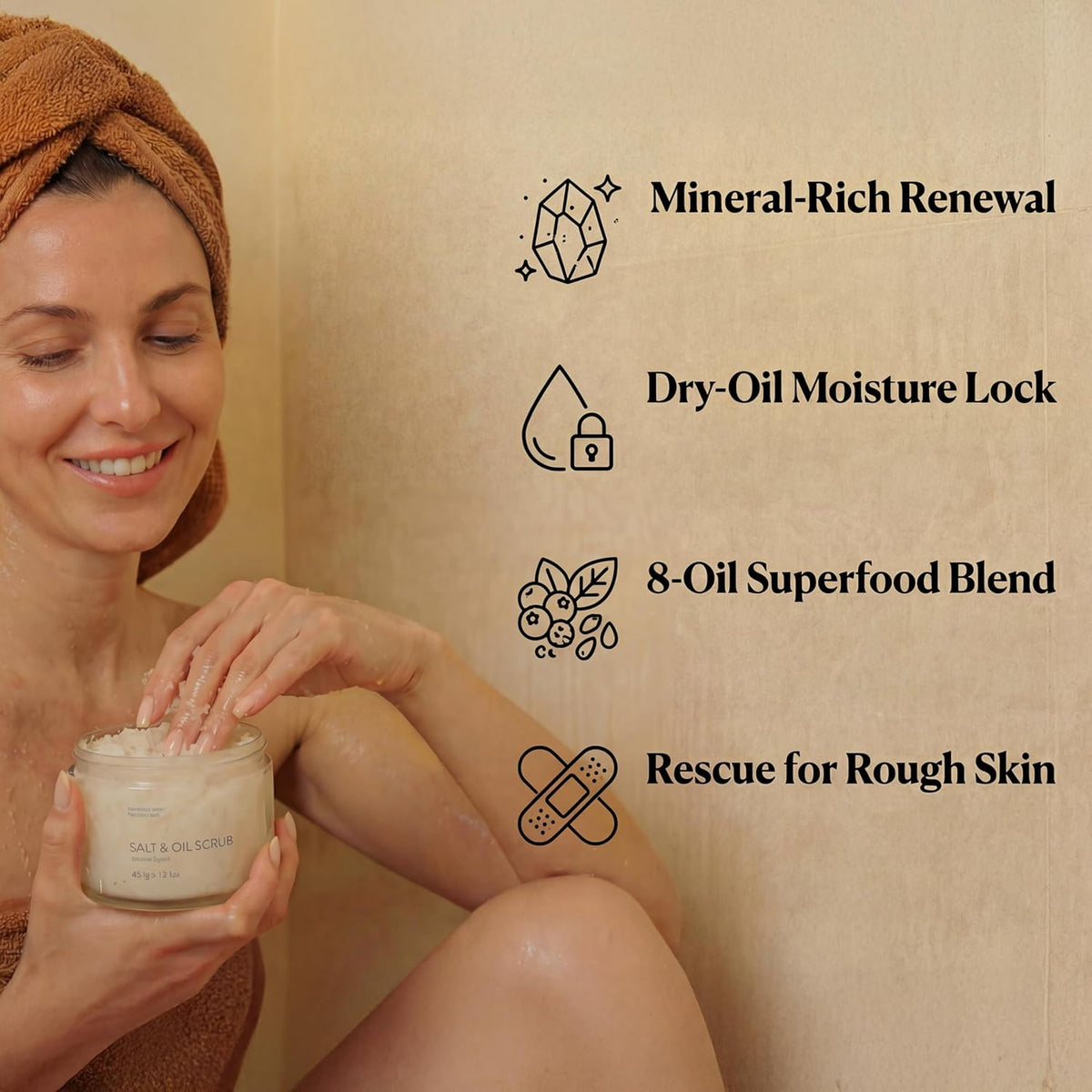 SEACRET Dead Sea Salt & Oil Body Scrub - Moisturizing, Exfoliating Scrub for Rough Dry Skin, Strawberry Legs, KP with 8 Botanical Oils, Paraben-Free, 14.1 Fl Oz / 400 ml