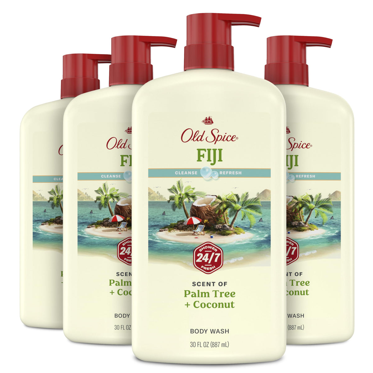 Old Spice Cleansing Body Wash for Men, 24/7 Shower Fresh with Lasting Scent, Restore & Renew, Gentle on Skin, Vitamin B3, Moisturize with Shea Butter Scent, 30 oz (Pack of 4)