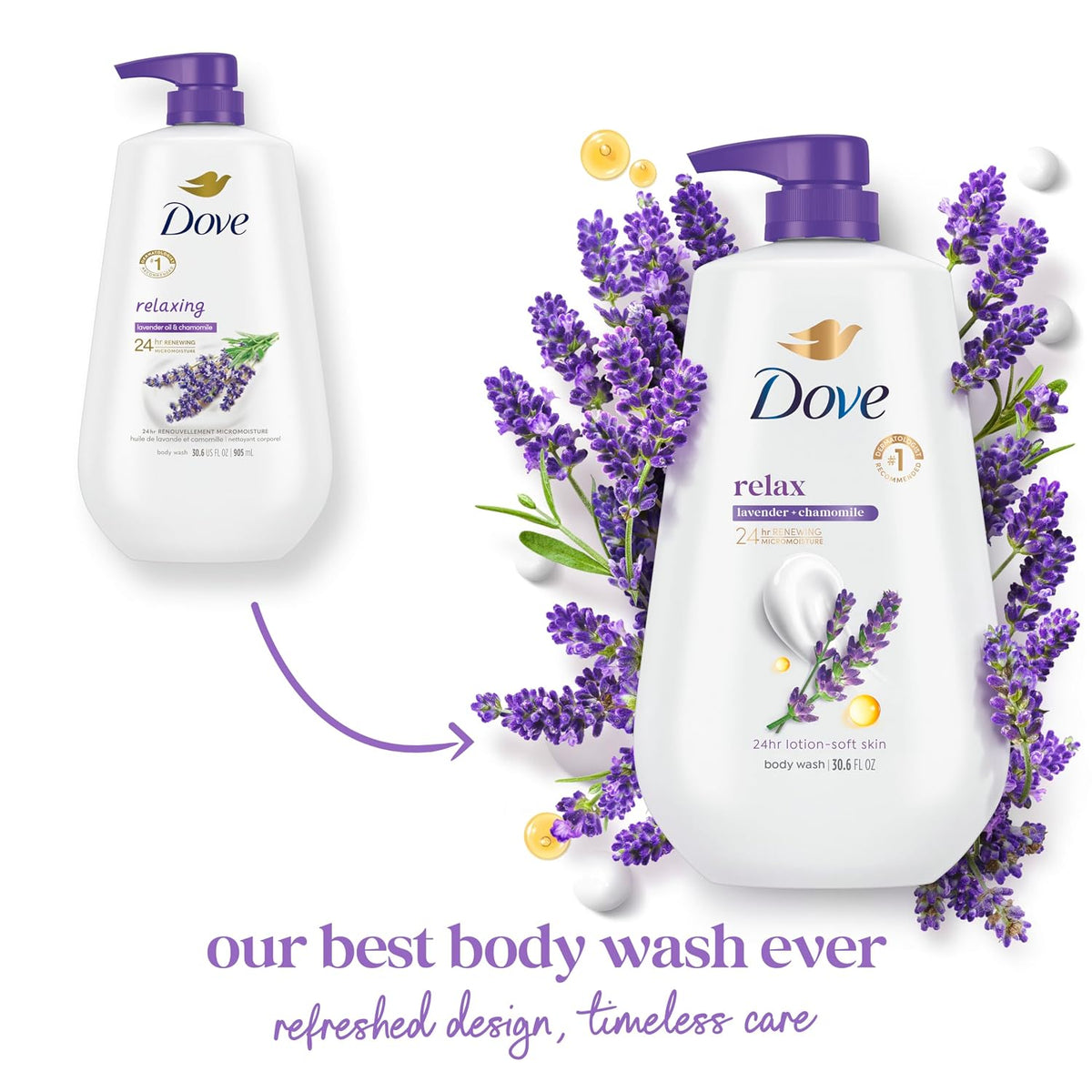 Dove Body Wash Relax Lavender Oil & Chamomile 30.6 oz Pump, Sulfate Free