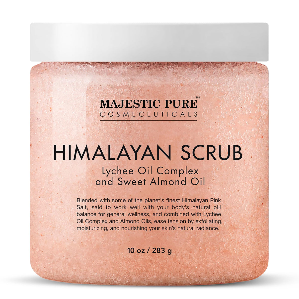 Majestic Pure Himalayan Pink Salt Body Scrub, Smoothing Buff, 10 Oz