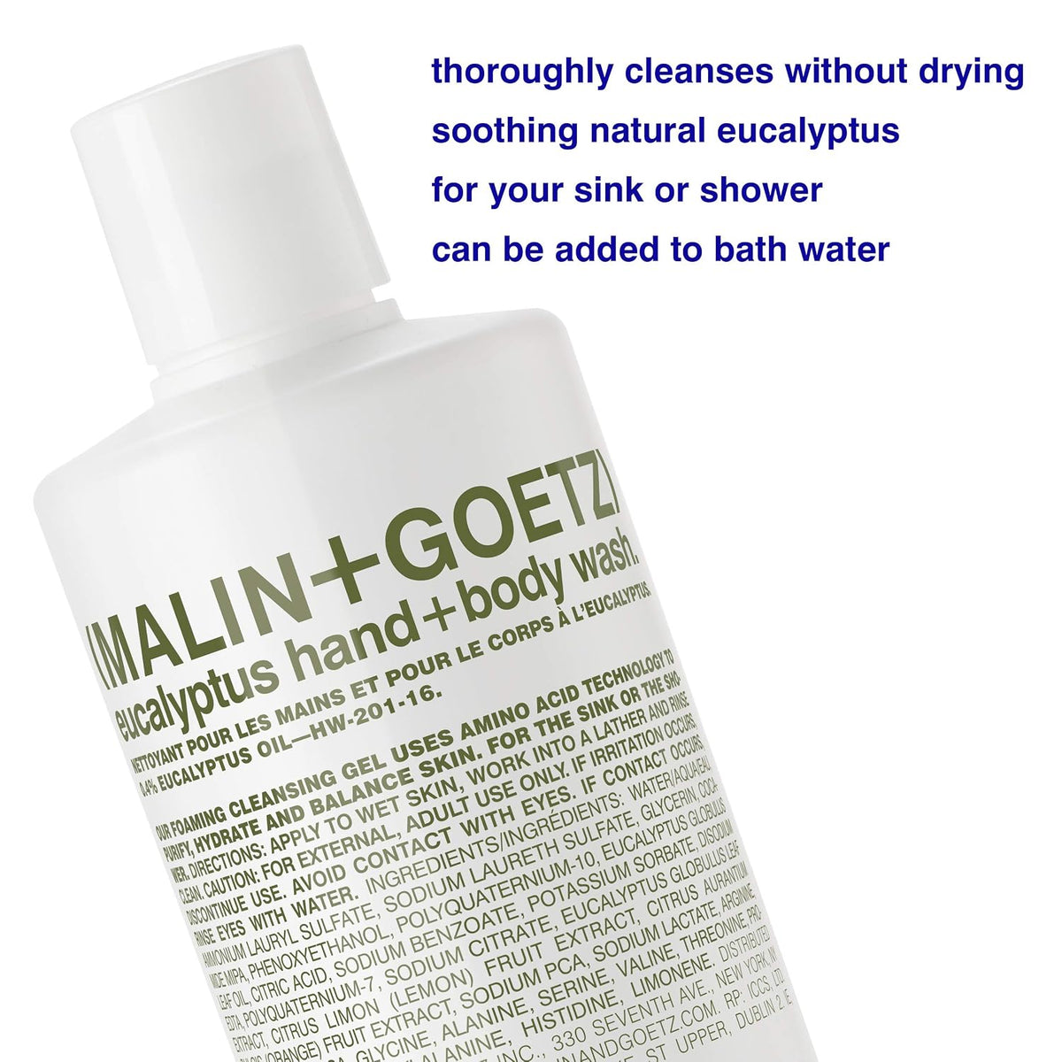 MALIN+GOETZ Hand + Body Wash, Foaming Cleanser, pH-Balanced, Unisex