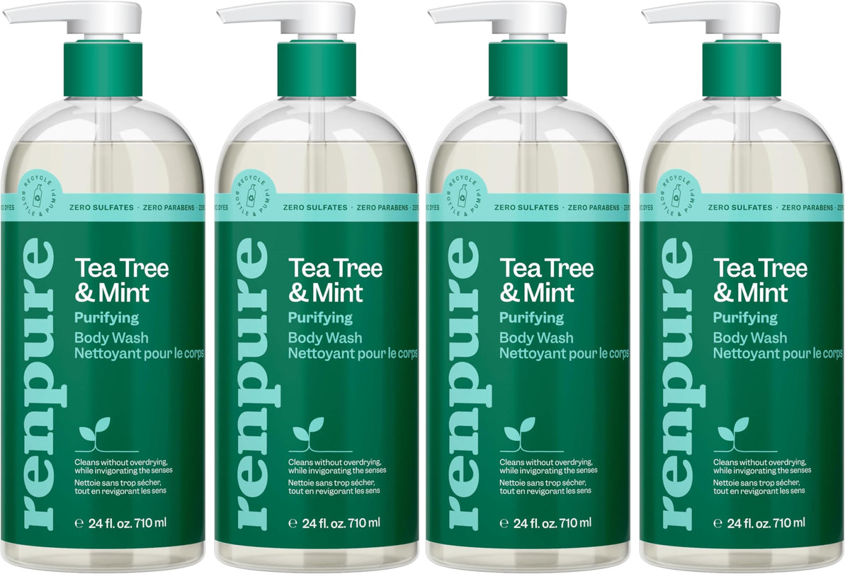 RENPURE Tea Tree & Mint Purifying Body Wash for All Skin Types, 2x24oz