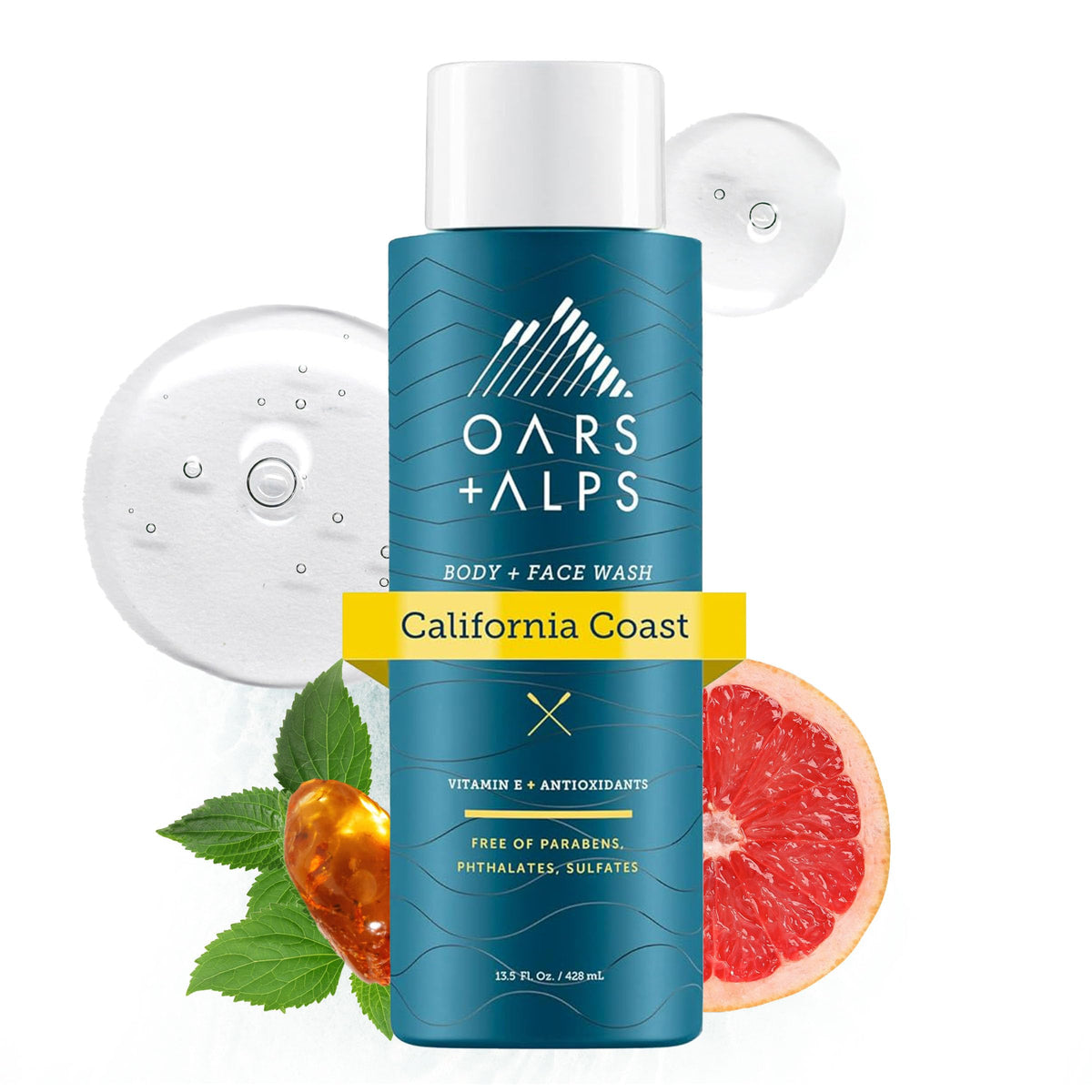 Oars + Alps Mens Body & Face Wash, Moisturizing Body Wash, 2pk, 13.5 Fl Oz
