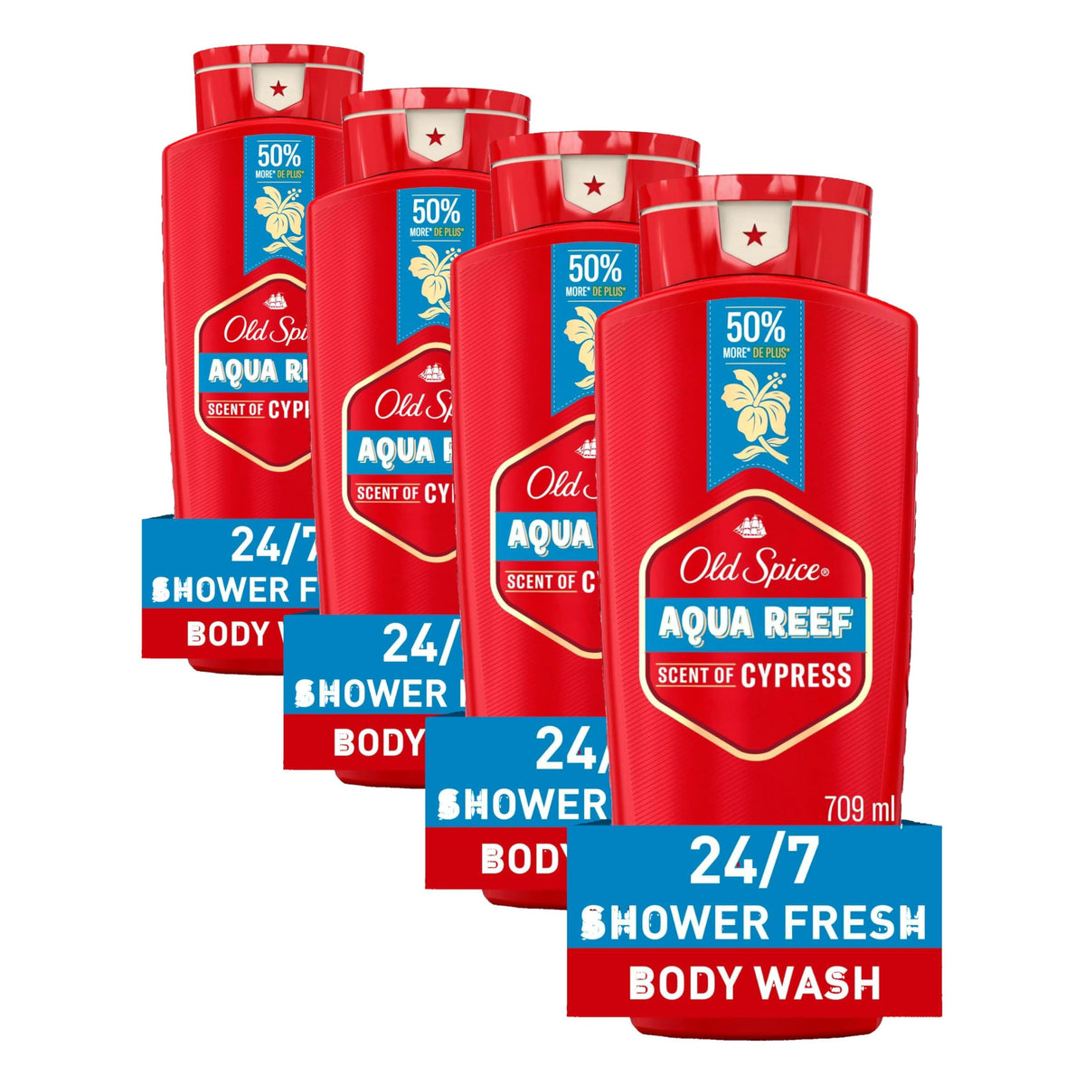 Old Spice Refreshing Body Wash for Men, 3X Defense, 24/7 Shower Fresh with Long Lasting Scent, Red Collection, Swagger with Cedarwood Scent, 24 oz (Pack of 2)