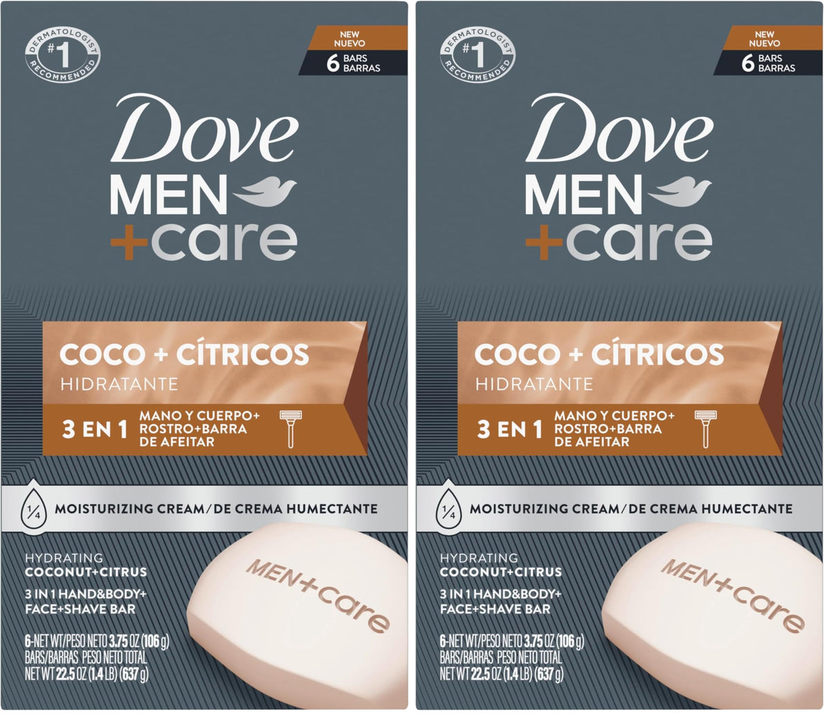 Dove Men Hidratante Coco + Cítricos Hand & Body Face 6 Count 3.75 oz